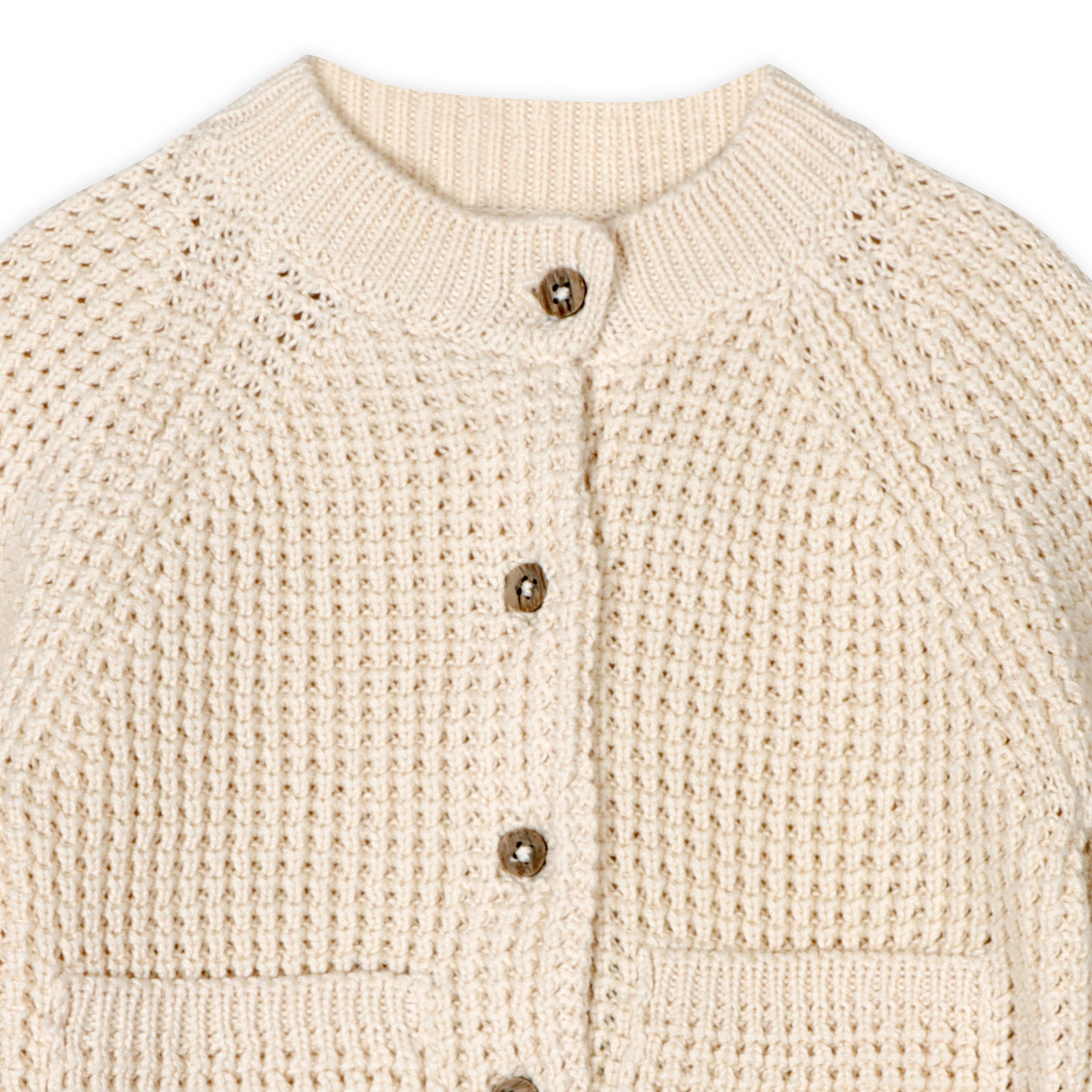 Avery Button & Pocket Chunky Sweater Knit Baby Cardigan (Organic Cotton)