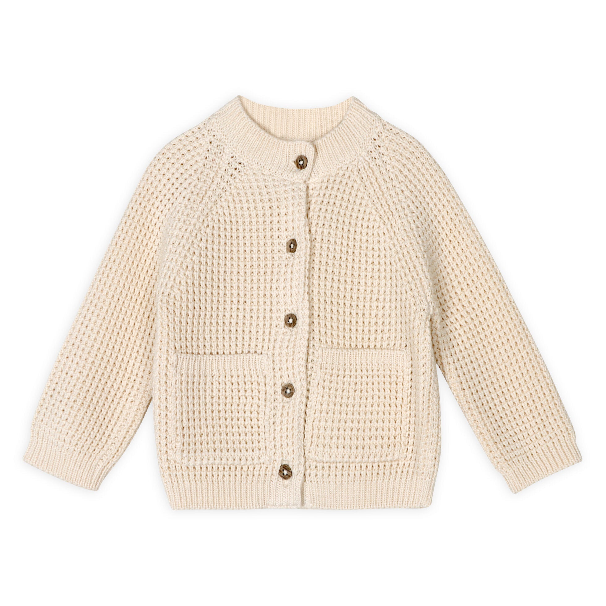 Avery Button & Pocket Chunky Sweater Knit Baby Cardigan (Organic Cotton)