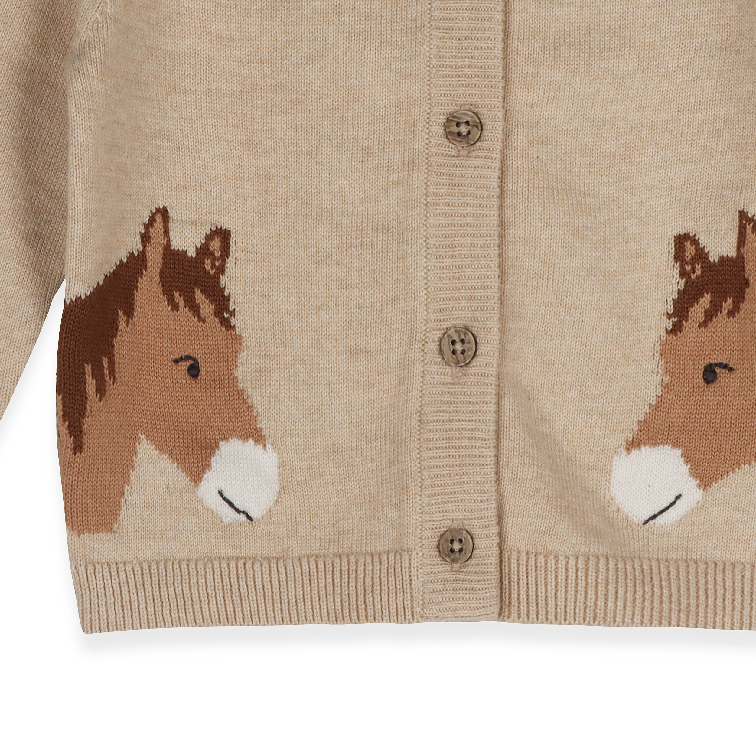 Horse Jacquard Knit Organic Baby Cardigan