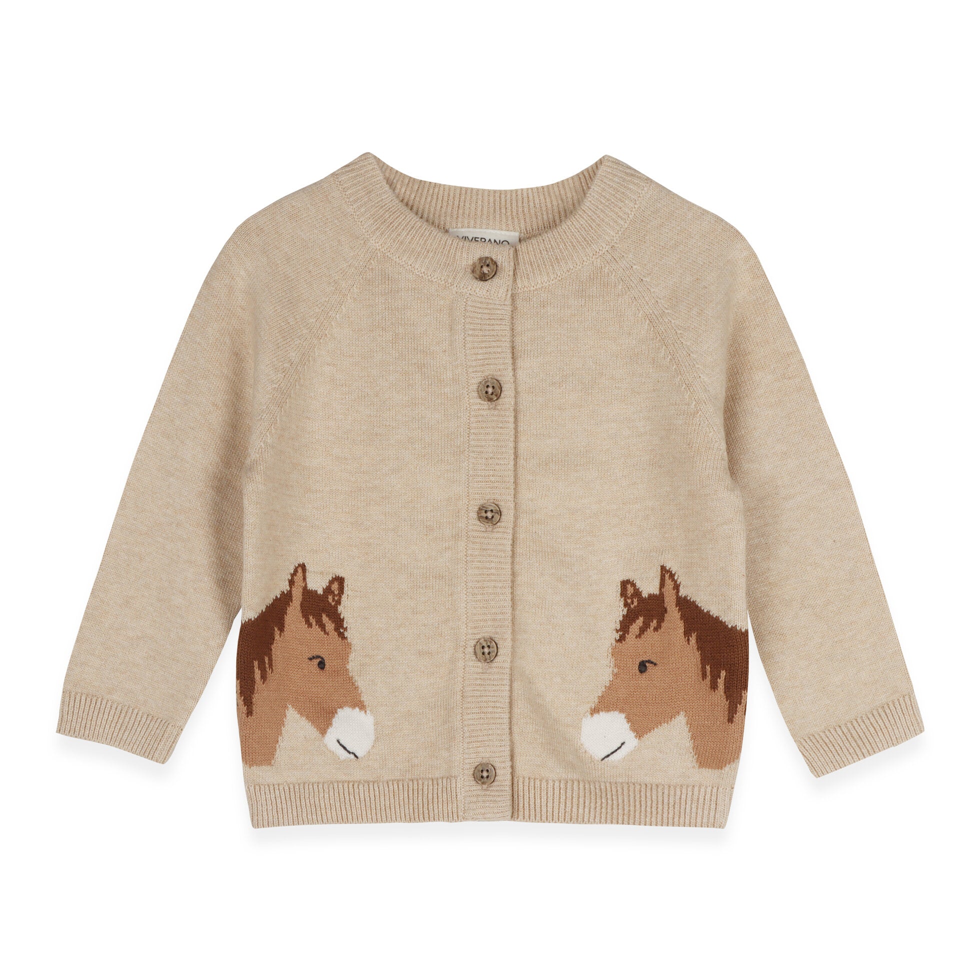 Horse Jacquard Knit Organic Baby Cardigan