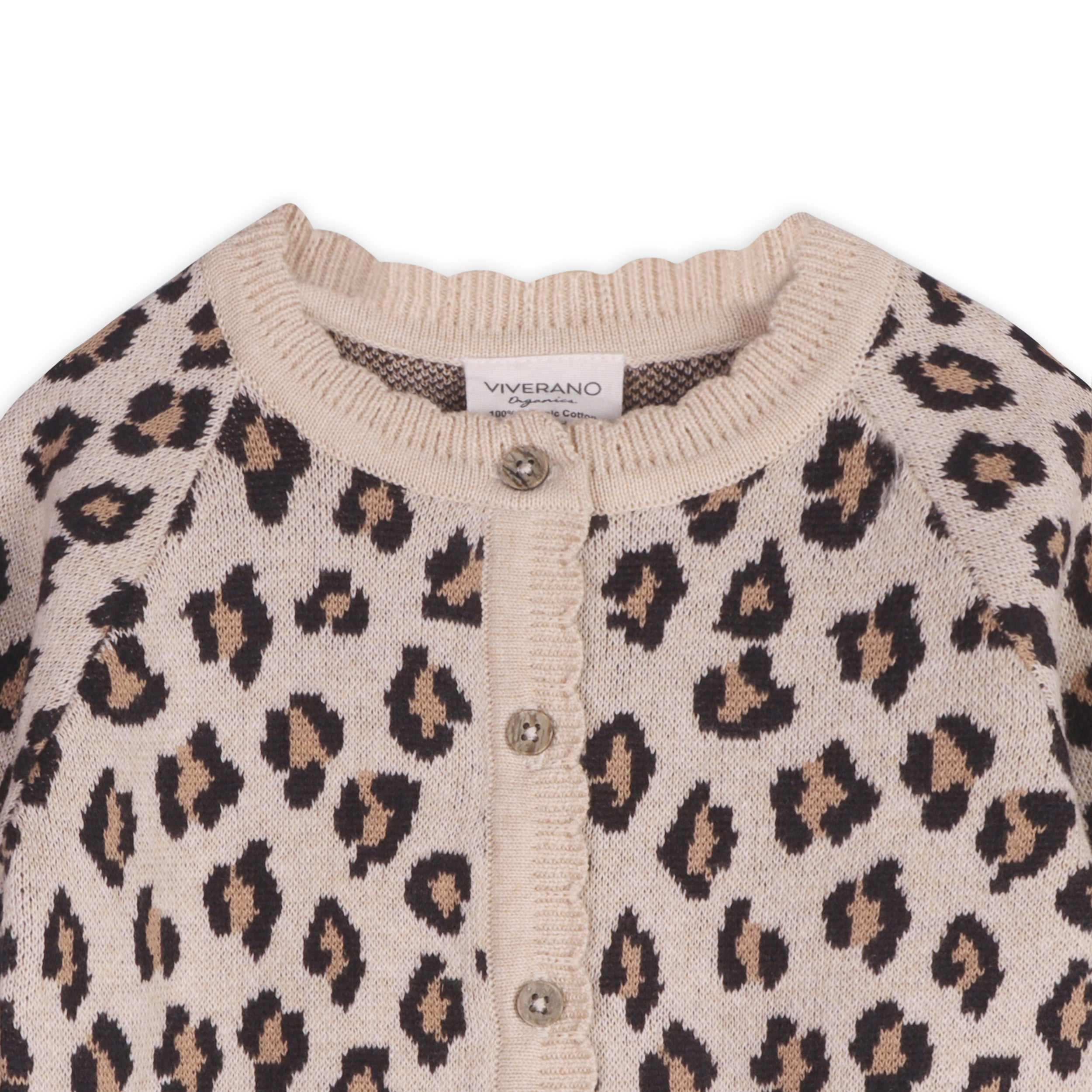 Leopard Jacquard Sweater Knit Baby Cardigan (Organic Cotton)