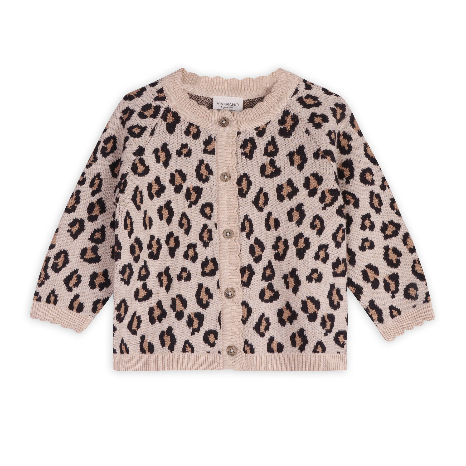 Leopard Jacquard Sweater Knit Baby Cardigan (Organic Cotton)