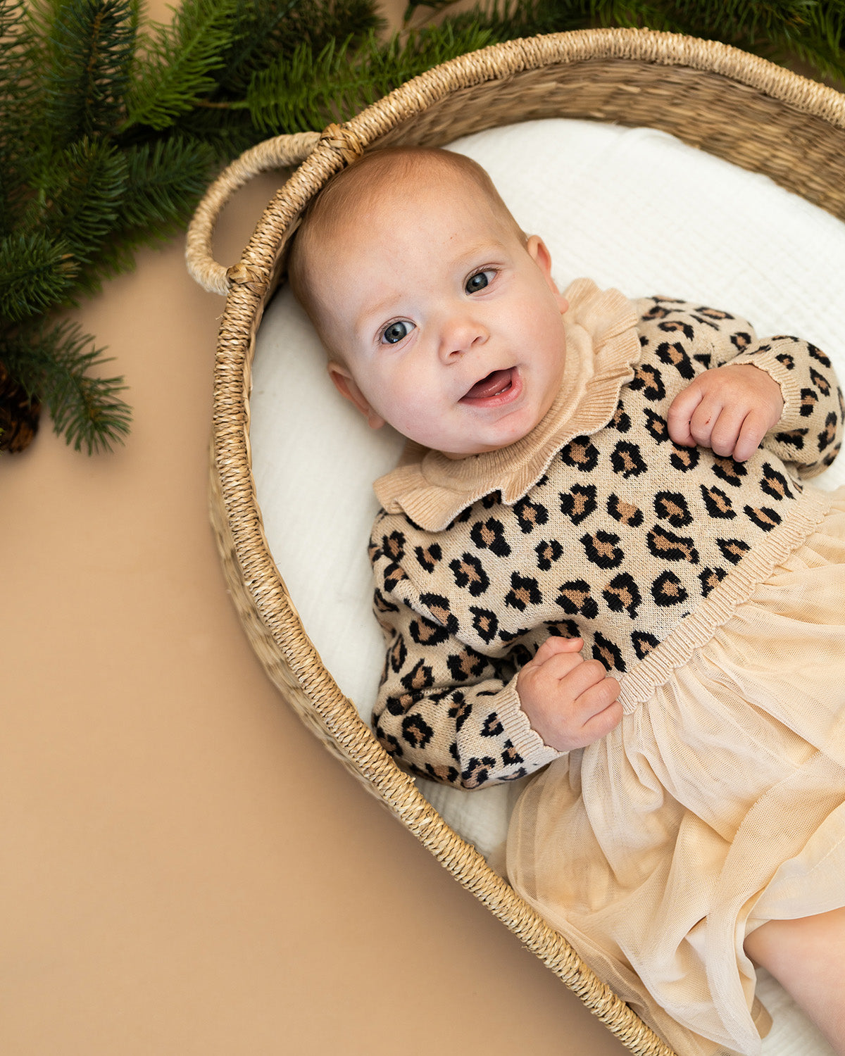 Leopard Jacquard Sweater Knit Baby Tutu Dress (Organic Cotton)