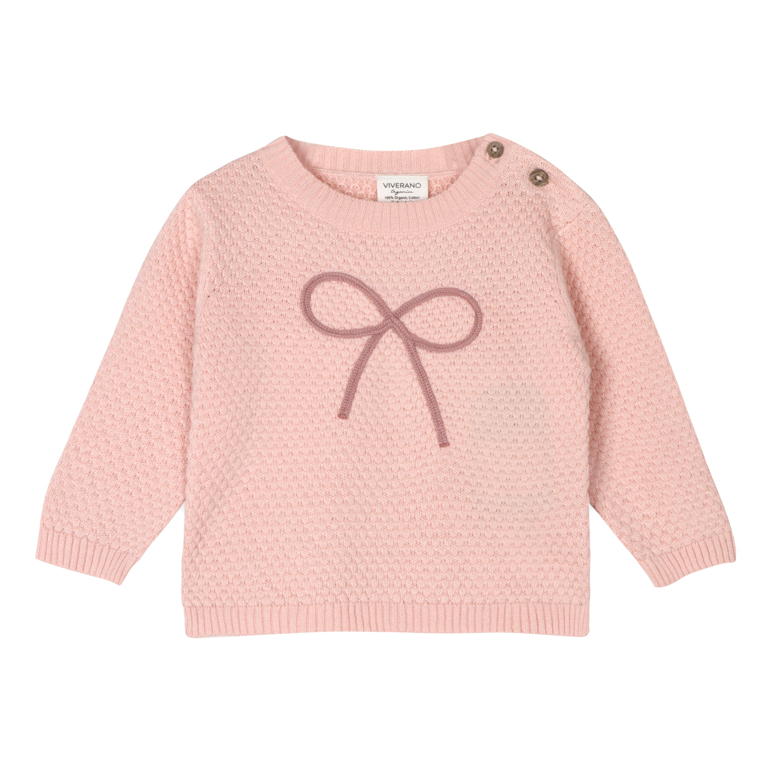 Chloe Bow Sweater Knit Baby Pullover (Organic Cotton)