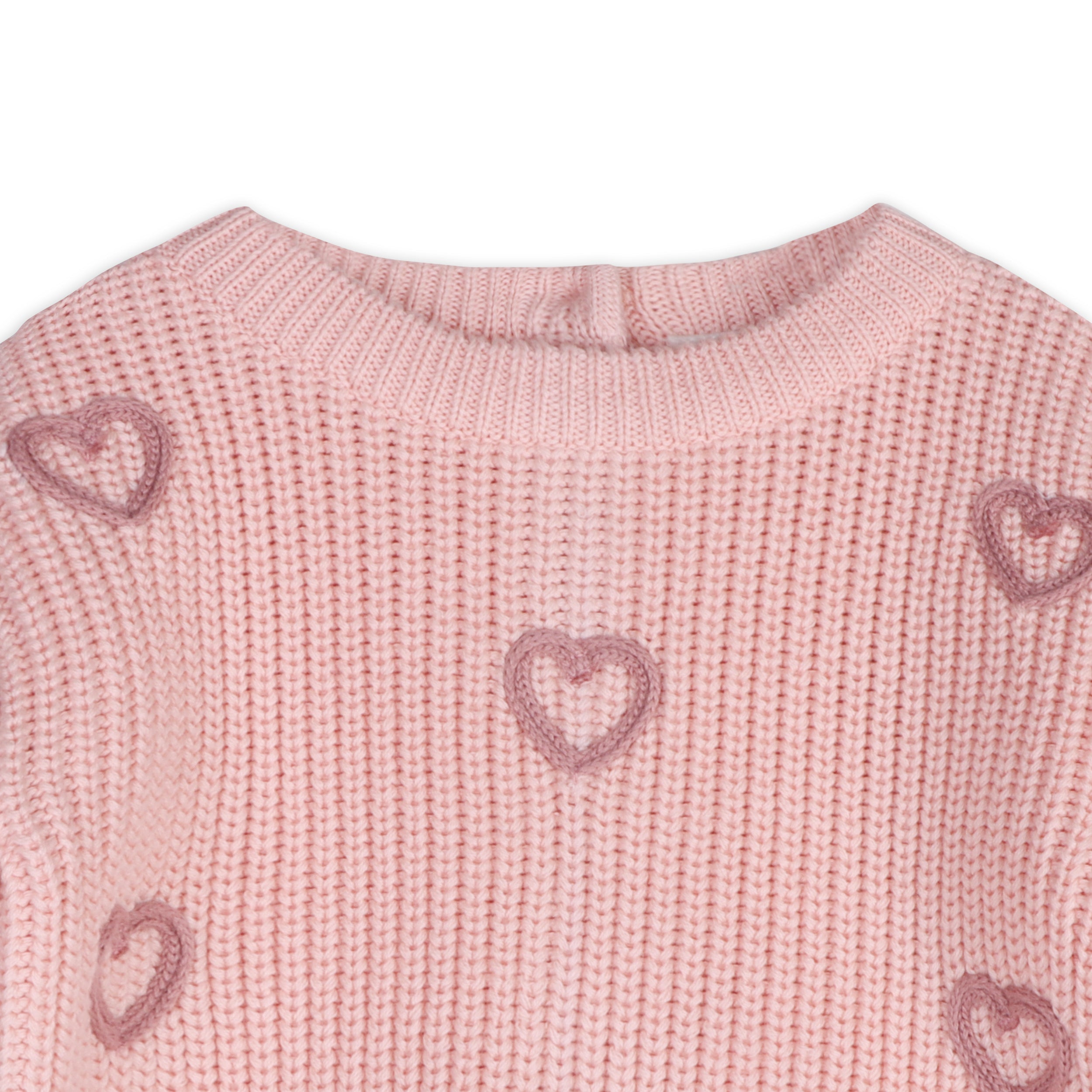 Hearts Embroidered Slouchy Sweater Knit Baby Pullover (Organic Cotton)