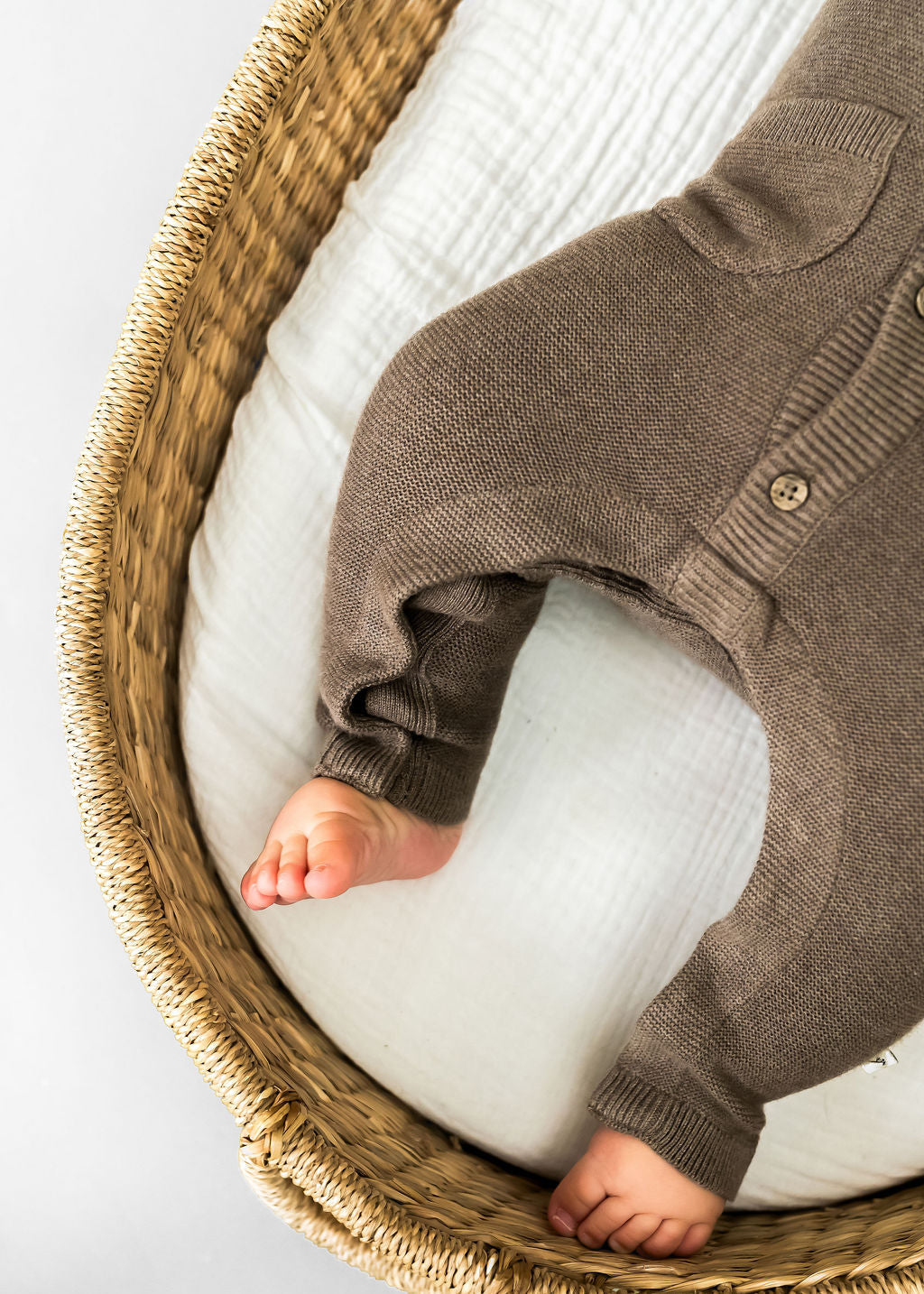 Classic Pocket & Button Chunky Knit Baby Jumpsuit (Organic Cotton) - 2 Colors