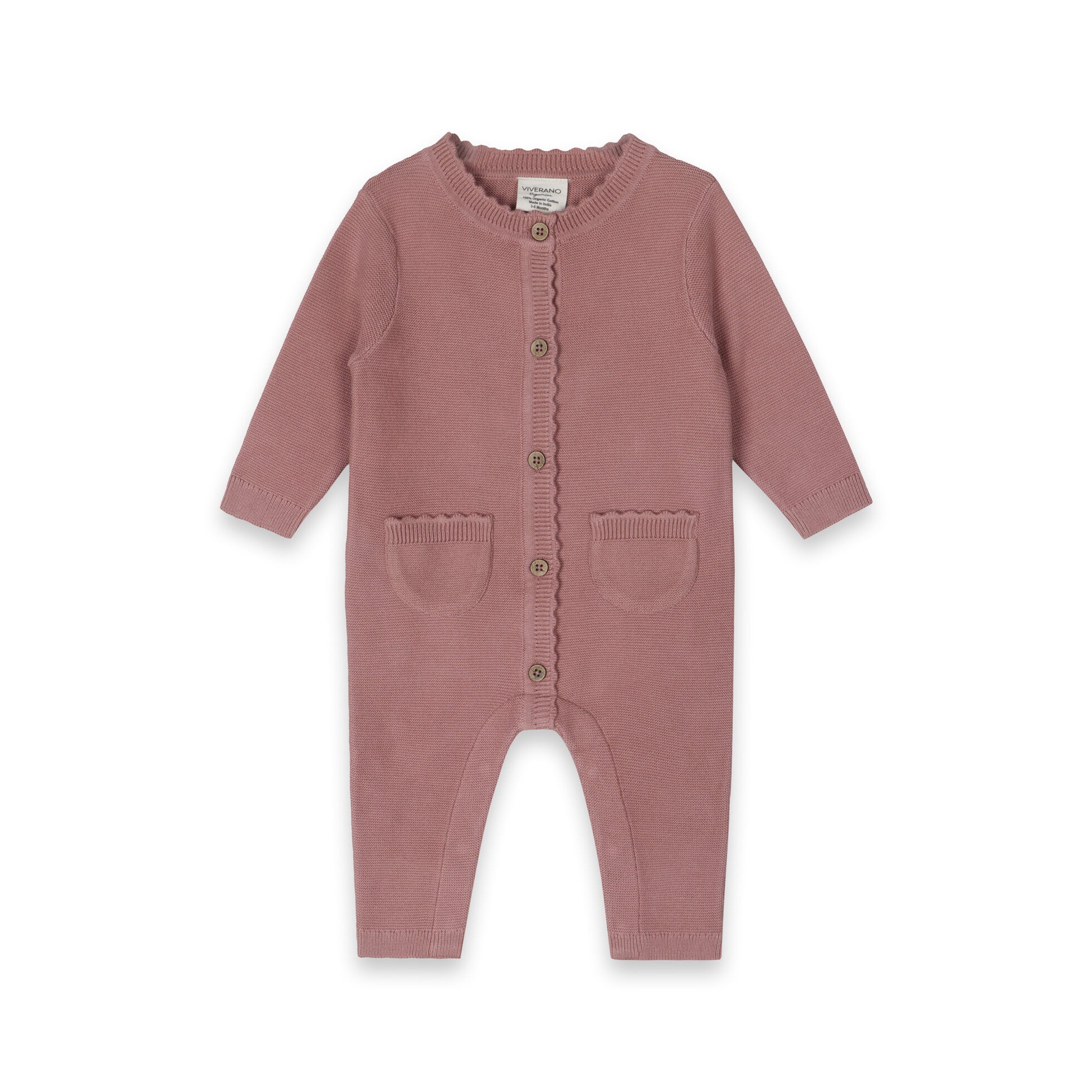 Classic Pocket & Button Chunky Knit Baby Jumpsuit (Organic Cotton) - 2 Colors