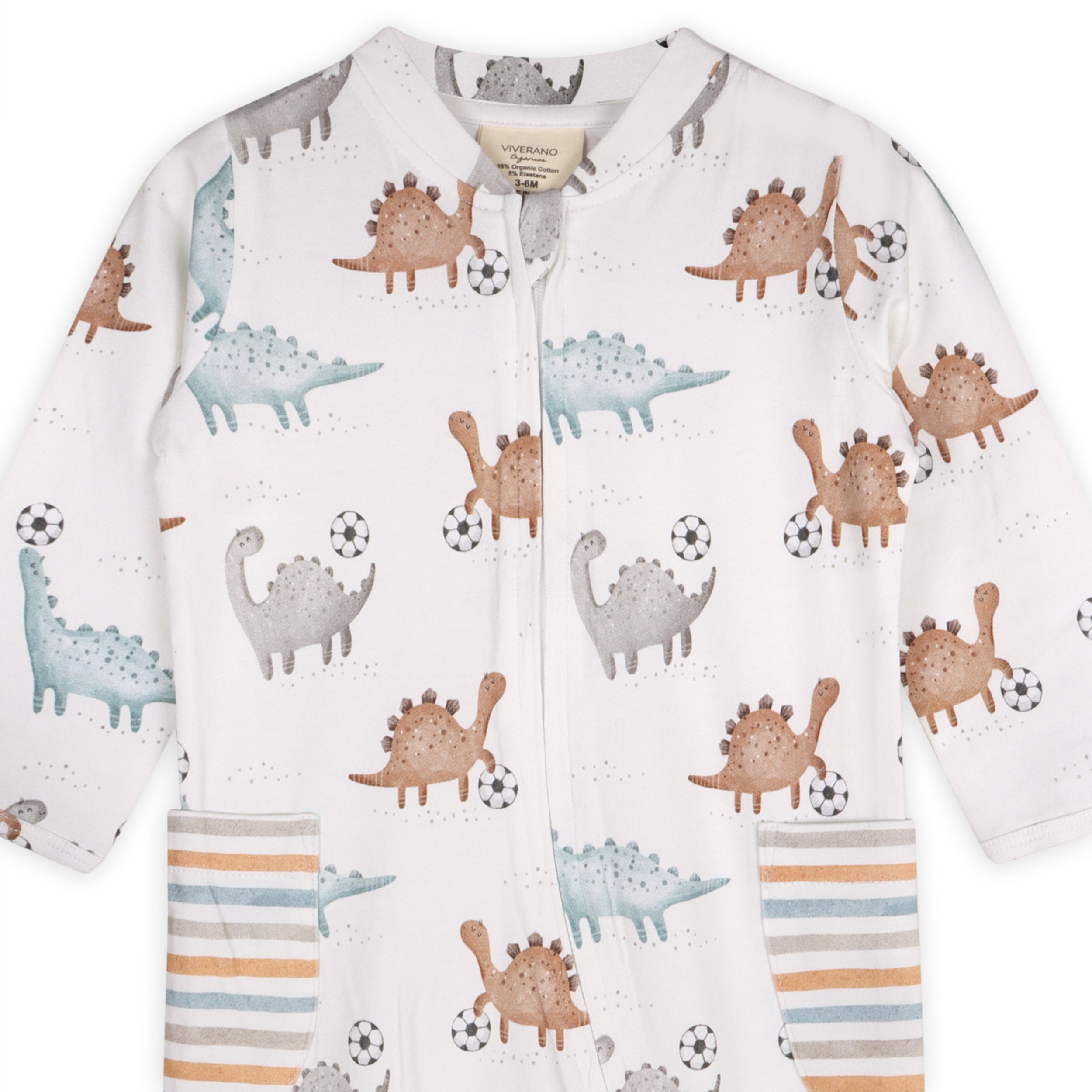 Soccer Dino Baby Zippered Coverall Jumpsuit (Organic Jersey)