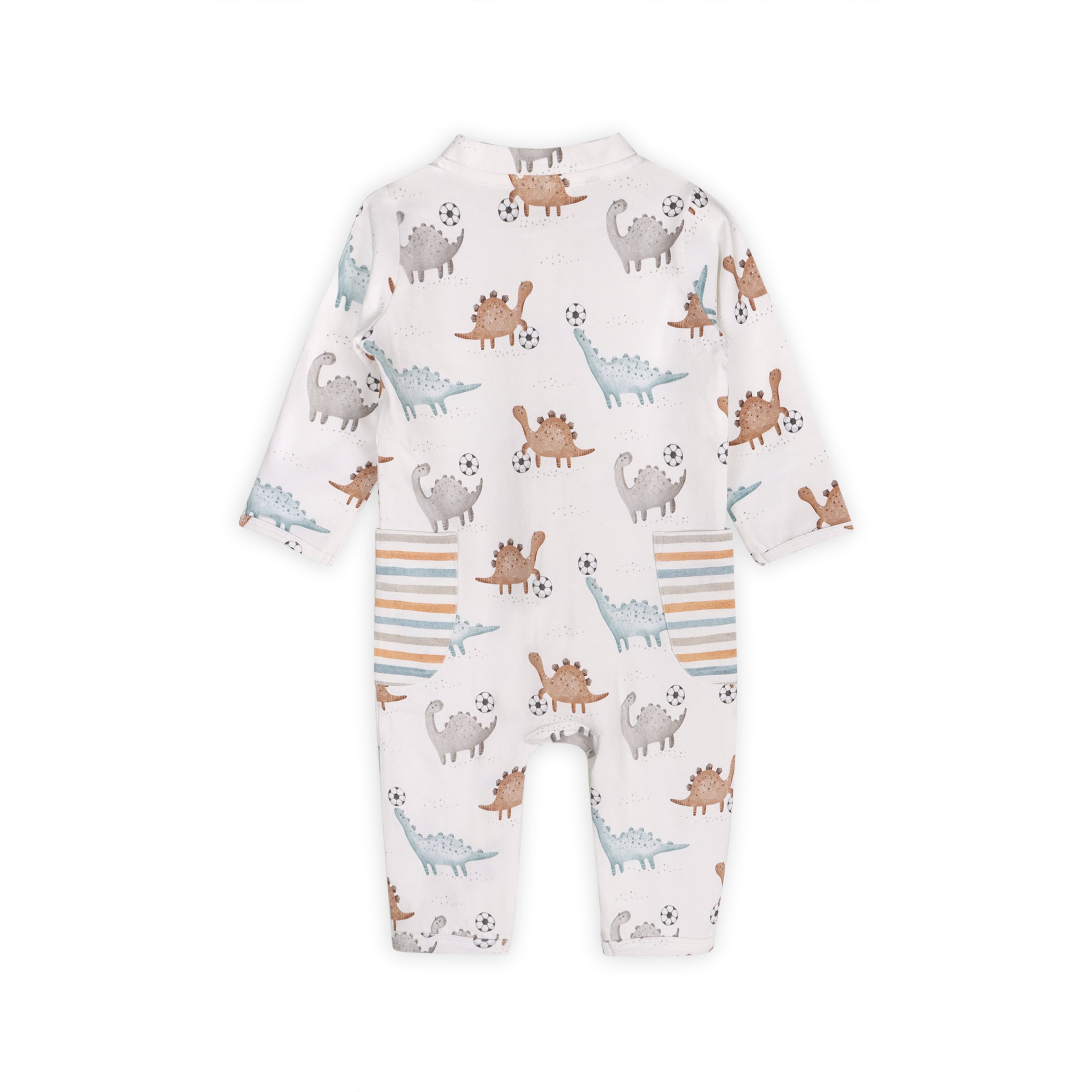 Soccer Dino Baby Zippered Coverall Jumpsuit (Organic Jersey)