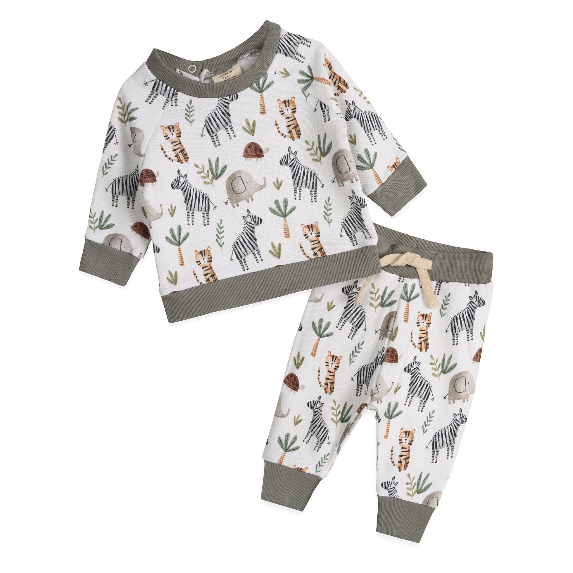 Savannah Animals Baby Pullover & Pants Set (Organic Cotton)