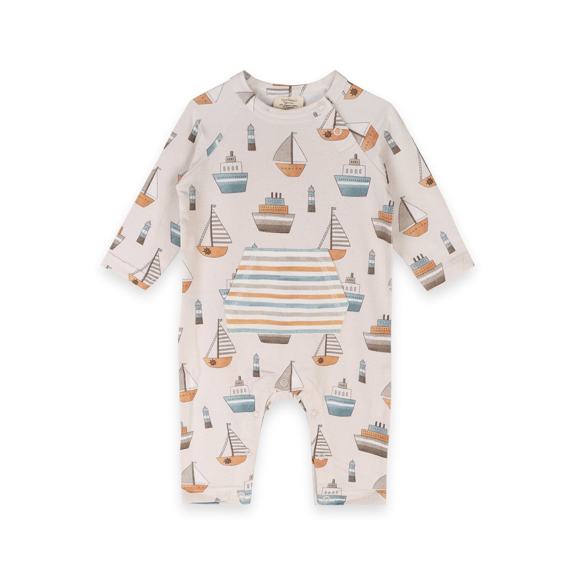 Boats Kangaroo Pocket Baby Jumpsuit (Organic Jersey)
