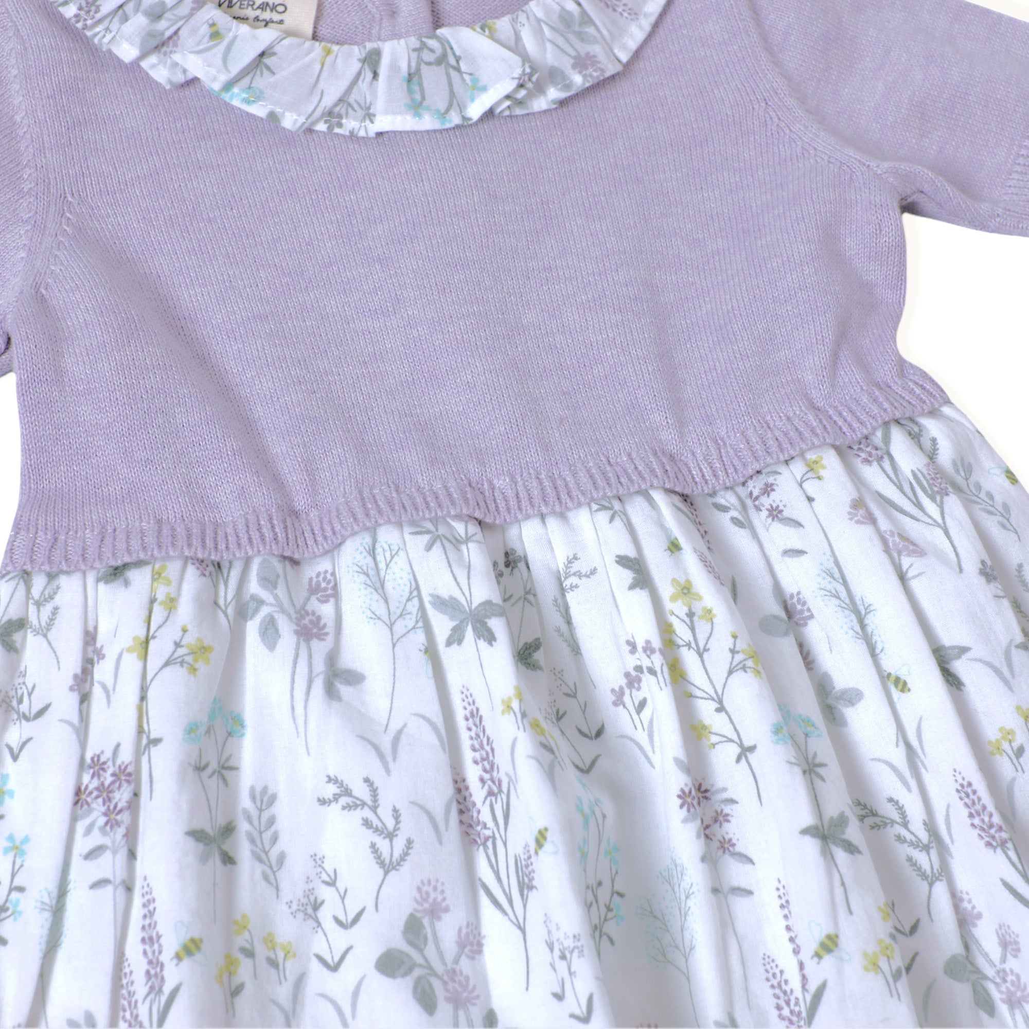 Lavender Floral Sweater Dress & Tights (Organic Cotton) 2pc Set