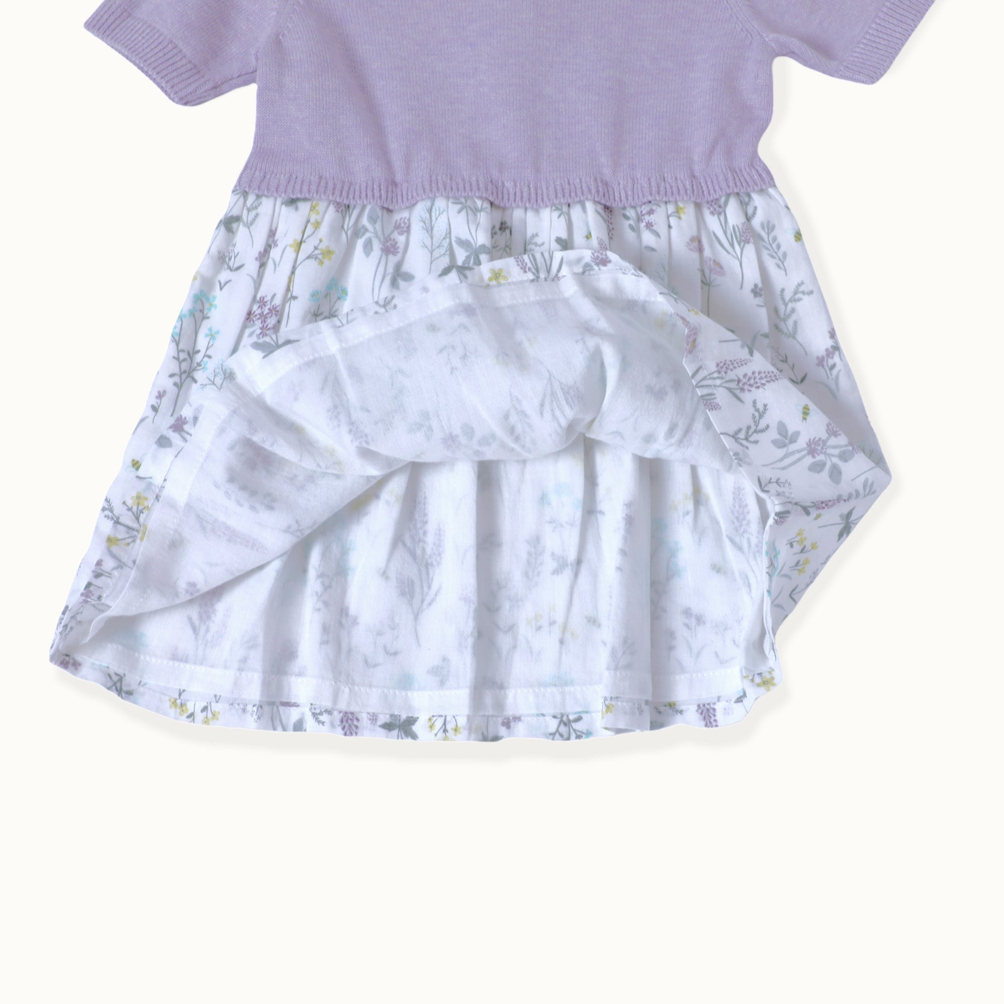 Lavender Floral Sweater Dress & Tights (Organic Cotton) 2pc Set