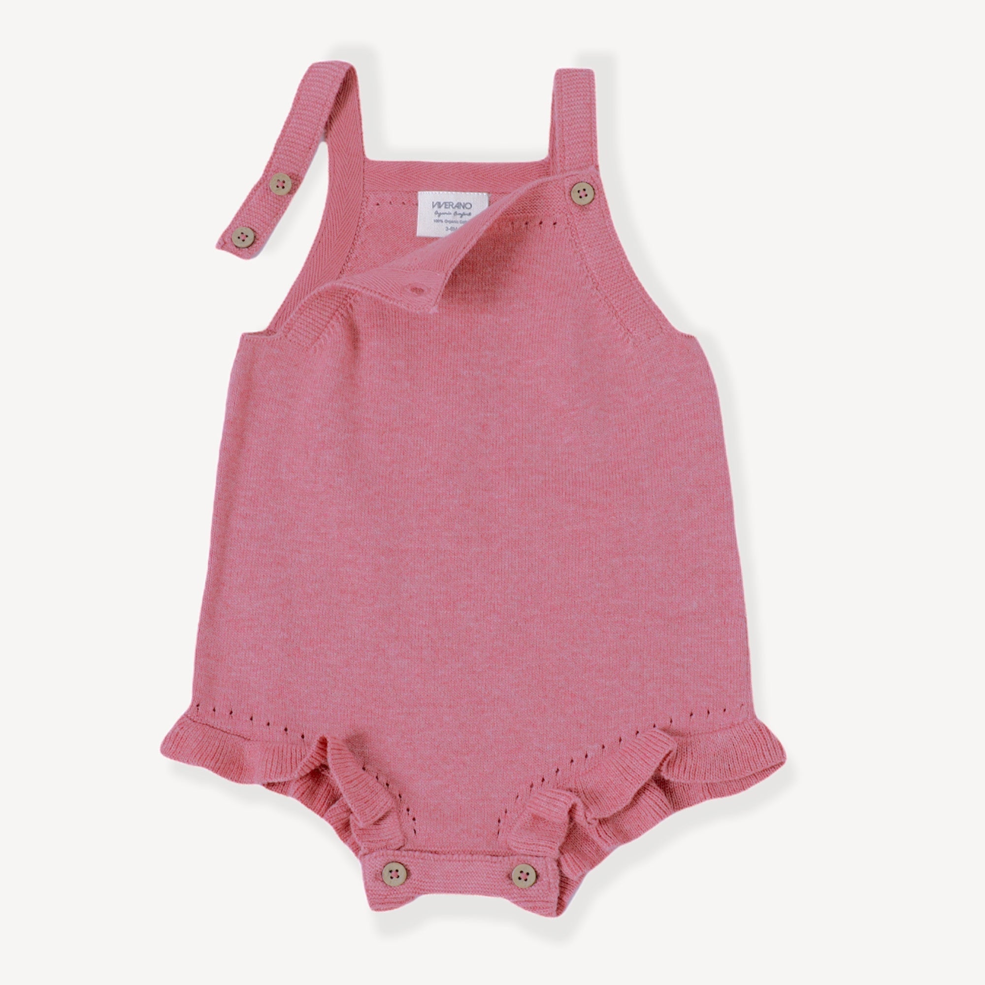 Rose Heather Knit Short Ruffle Romper, Bodysuit & Tights Set (Organic Cotton)