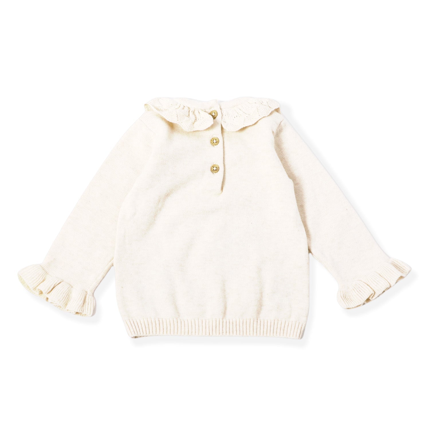 Hedgehog & Pointelle Collar Baby Sweater (Organic Cotton)