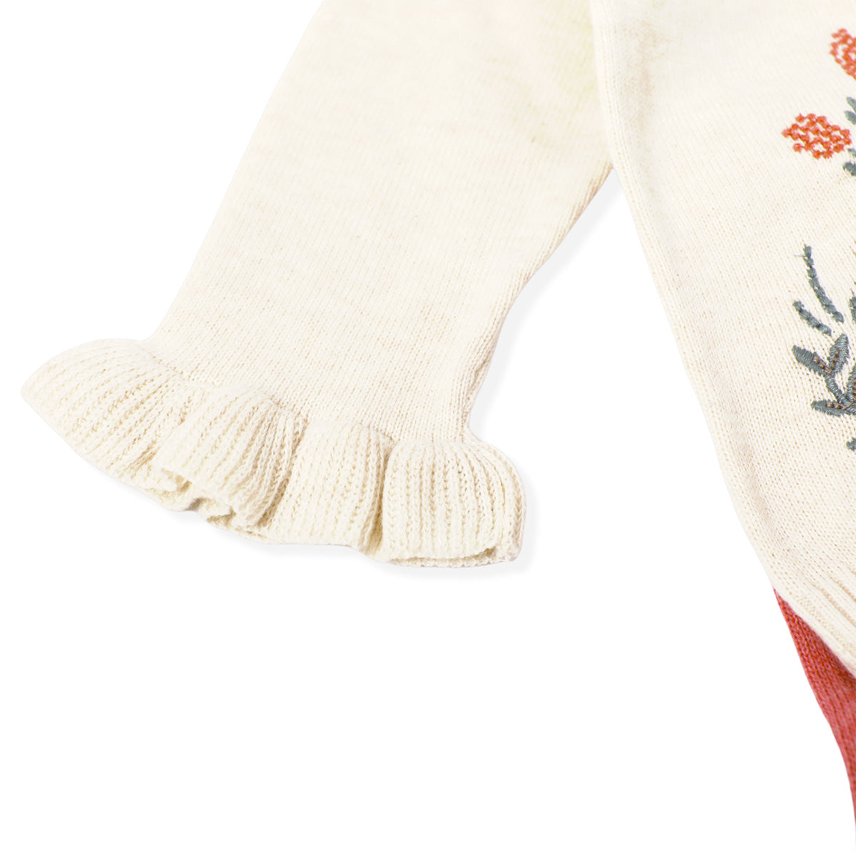 Hedgehog & Pointelle Collar Baby Sweater (Organic Cotton)