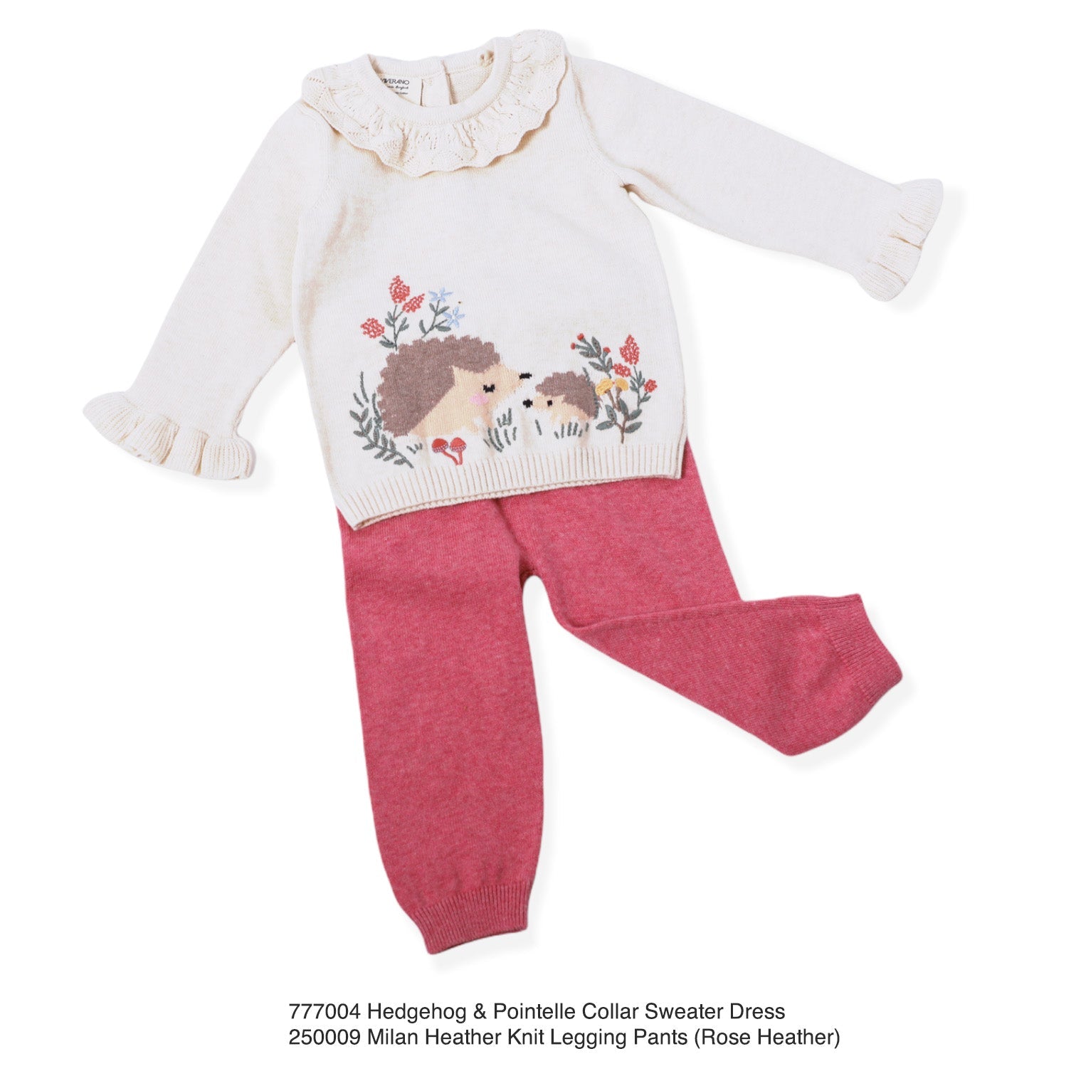 Hedgehog & Pointelle Collar Baby Sweater (Organic Cotton)