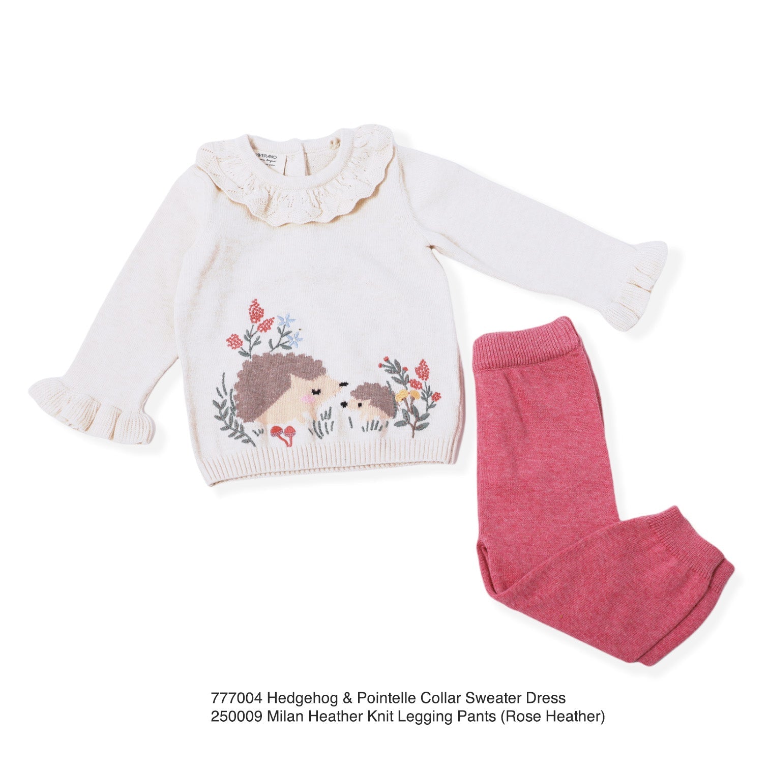 Hedgehog & Pointelle Collar Baby Sweater (Organic Cotton)