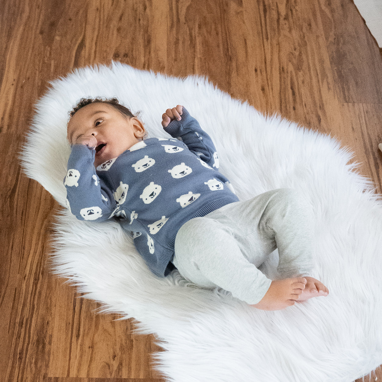 Cozy Bear Jacquard Knit Baby Pullover (Organic Cotton)