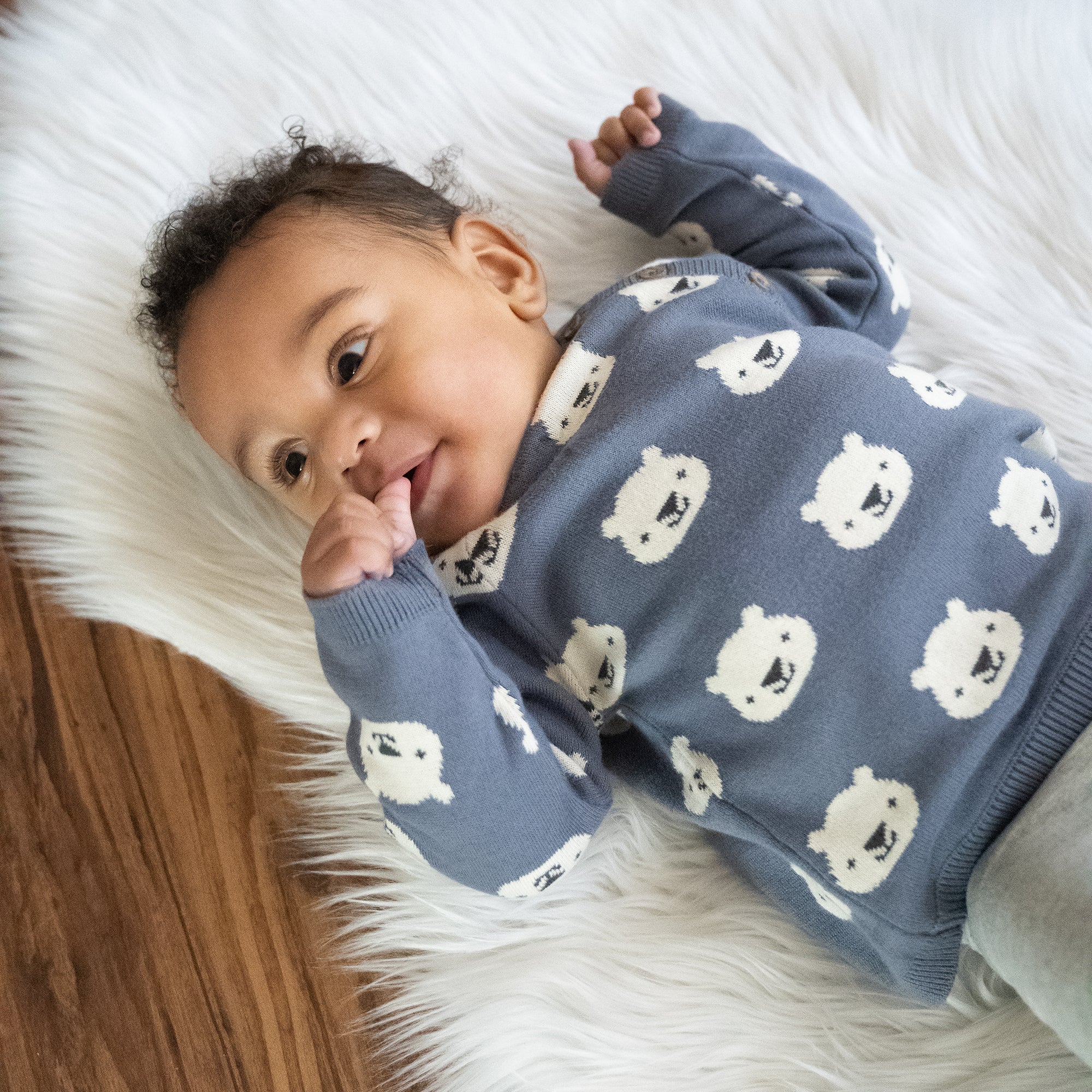 Cozy Bear Jacquard Knit Baby Pullover (Organic Cotton)