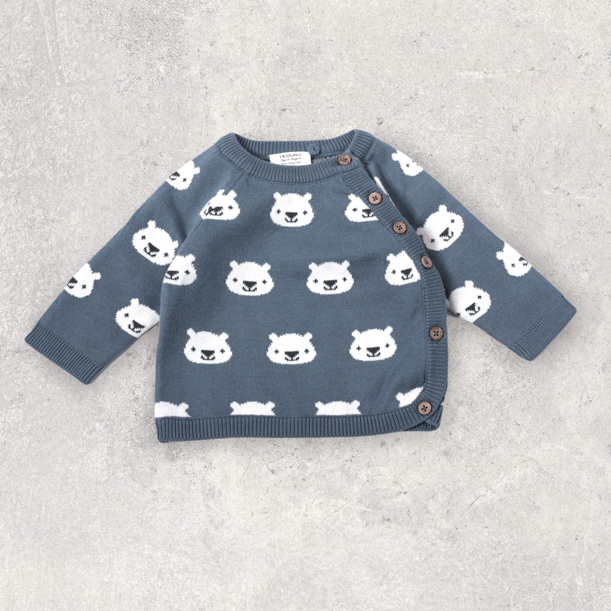 Cozy Bear Jacquard Knit Baby Pullover (Organic Cotton)