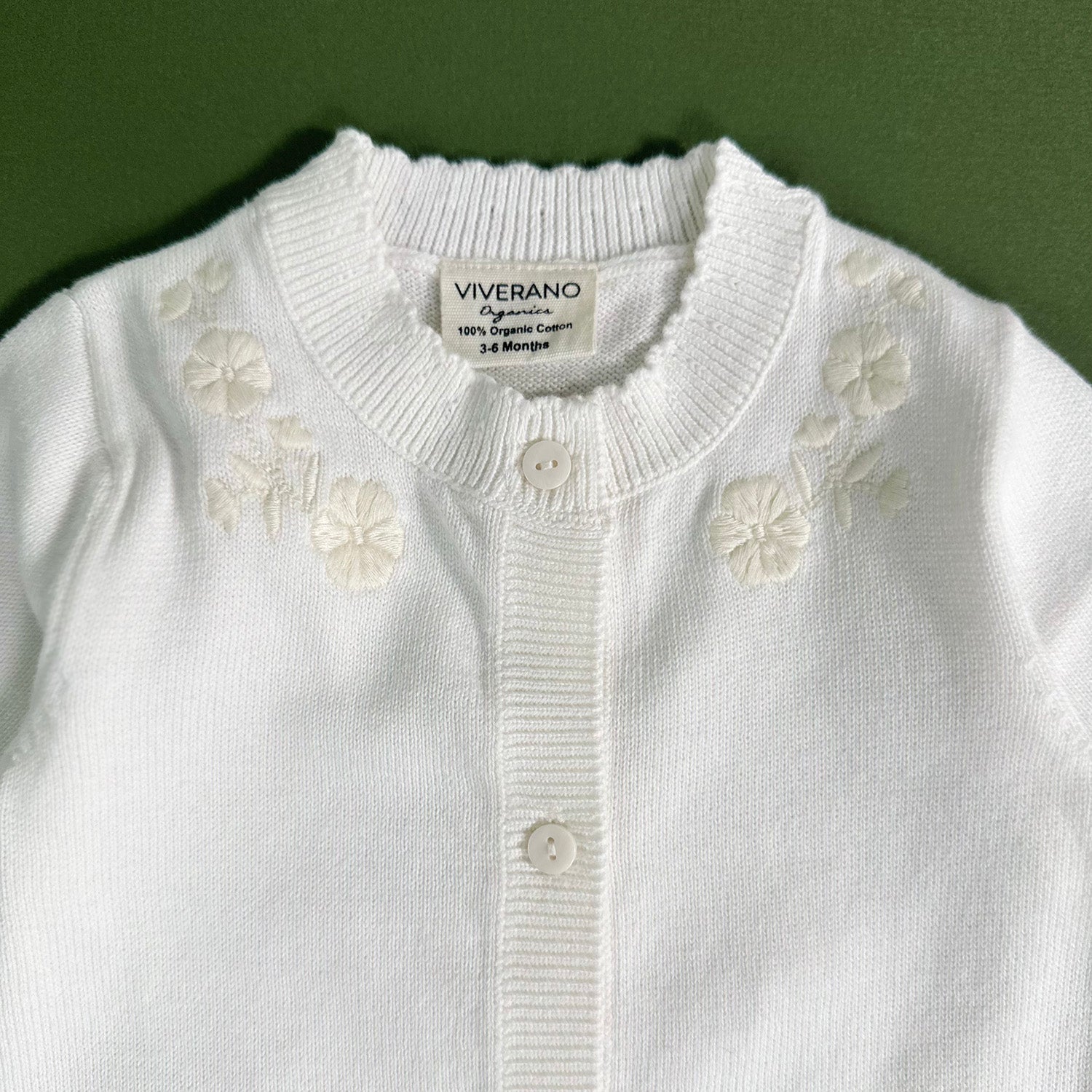 Milan White Embroidered Sweater Knit Baby Jumpsuit (Organic)