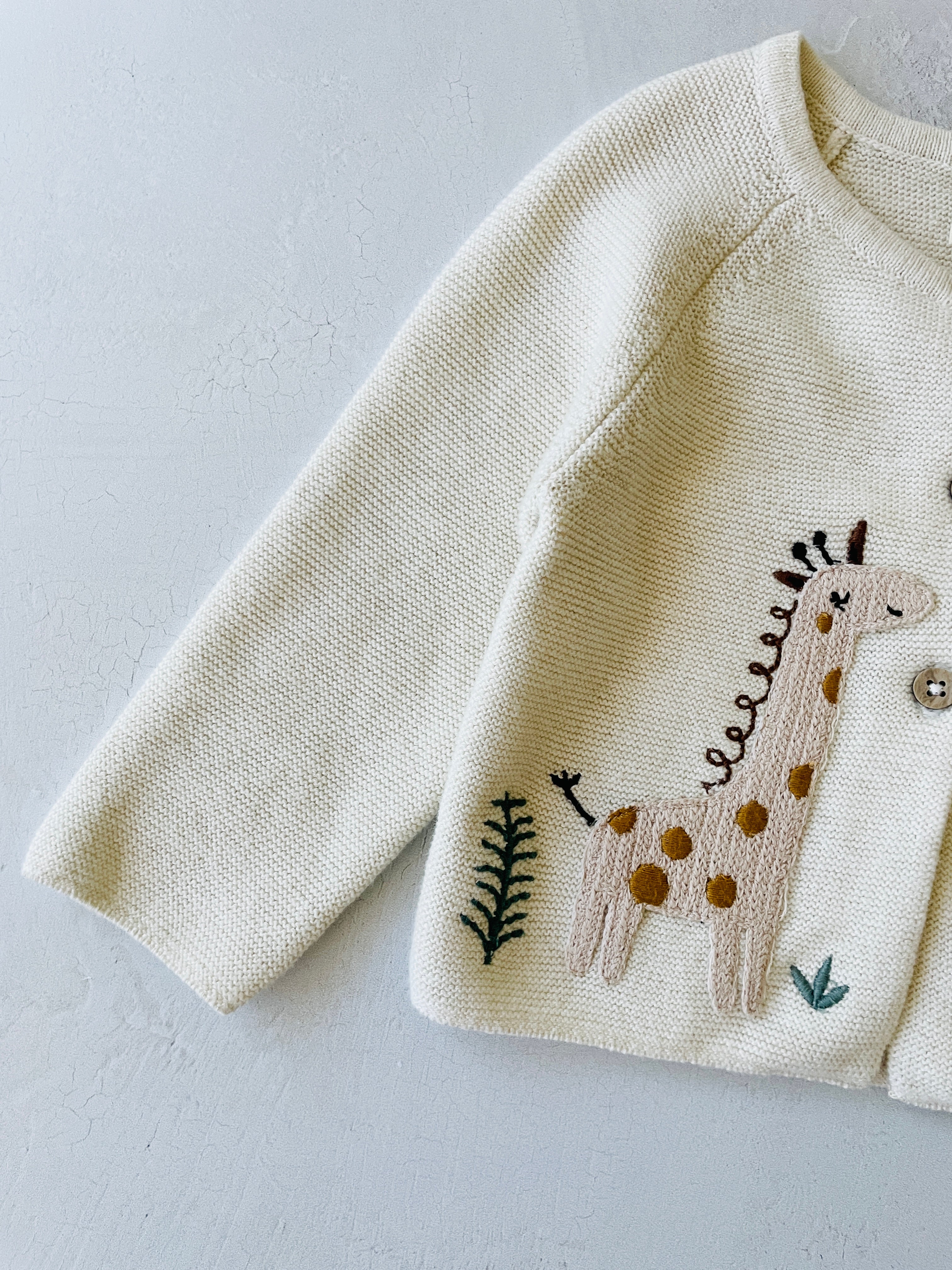 Animal Safari Embroidered Organic Baby Cardigan Sweater - 3 Colors