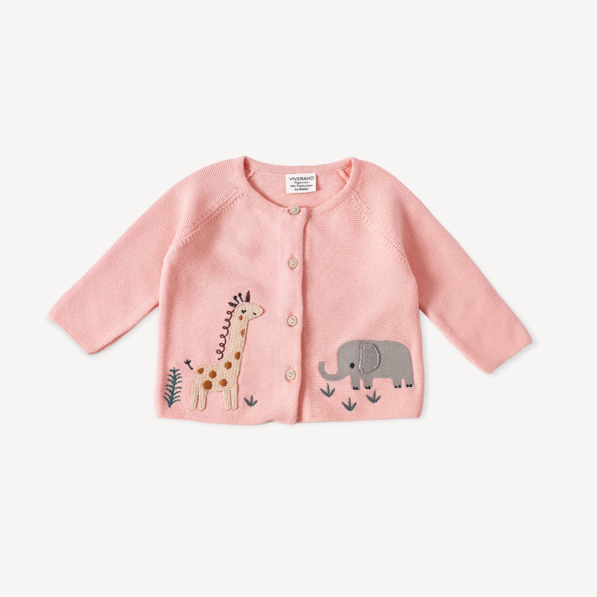 Animal Safari Embroidered Organic Baby Cardigan Sweater - 3 Colors