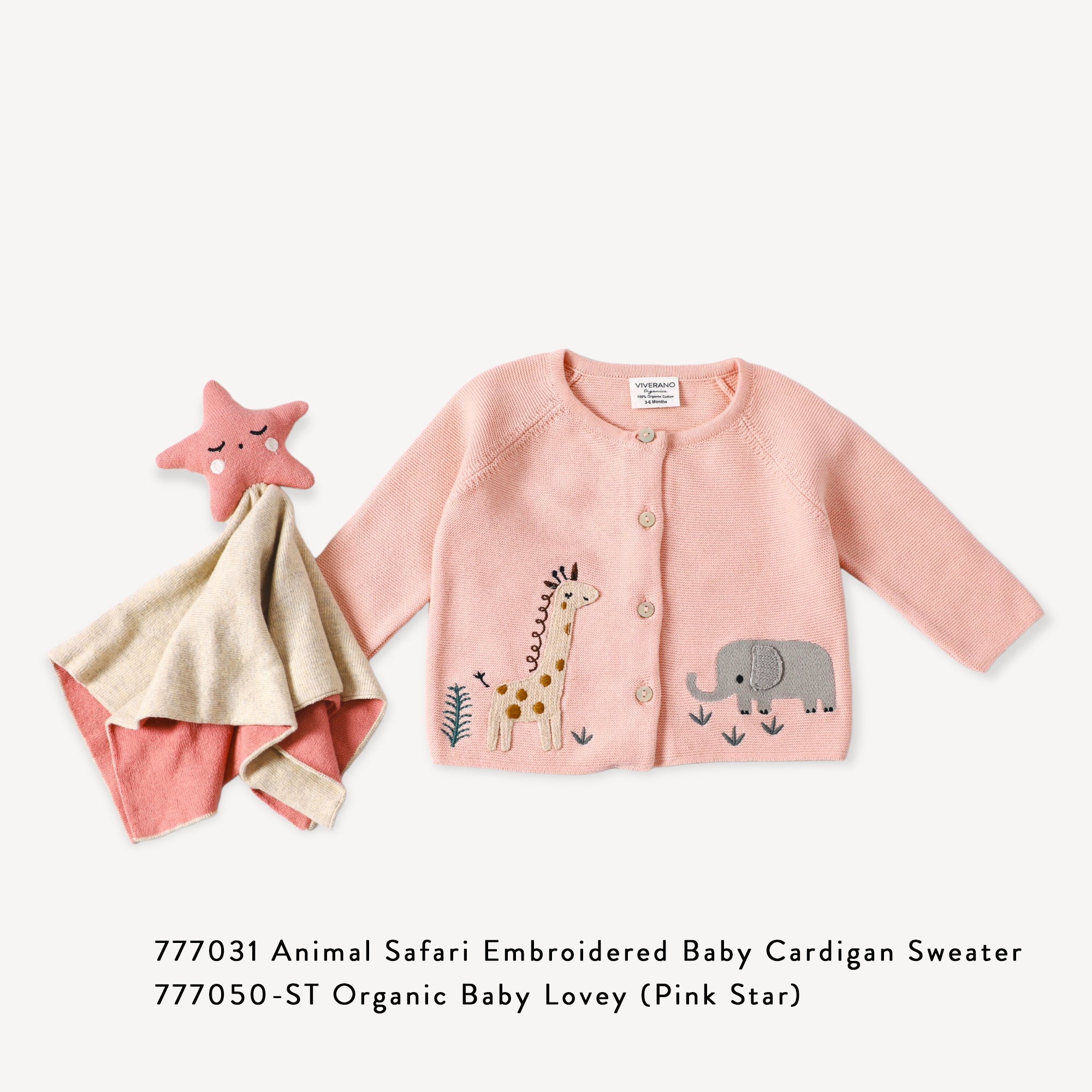 Animal Safari Embroidered Organic Baby Cardigan Sweater - 3 Colors