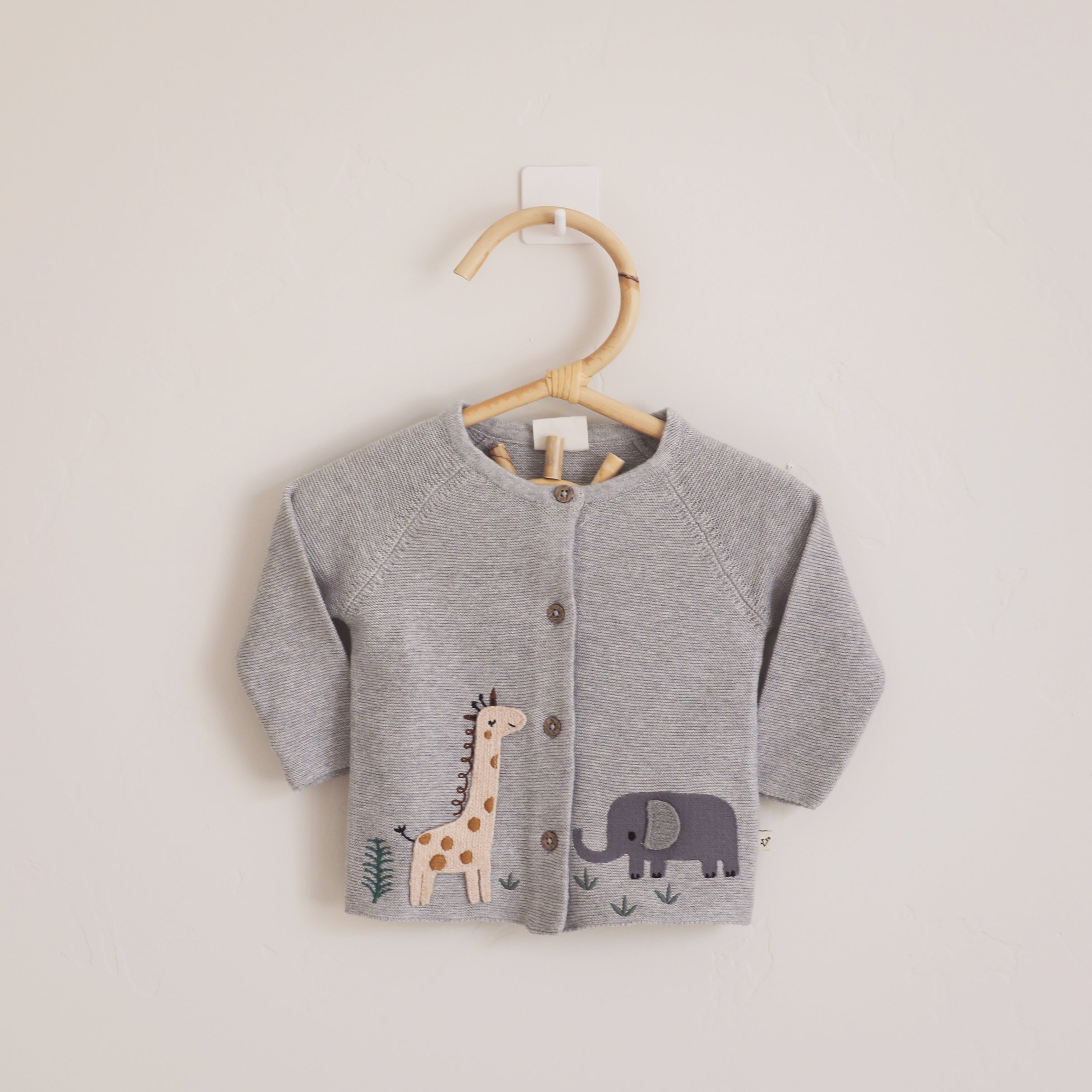 Animal Safari Embroidered Organic Baby Cardigan Sweater - 3 Colors