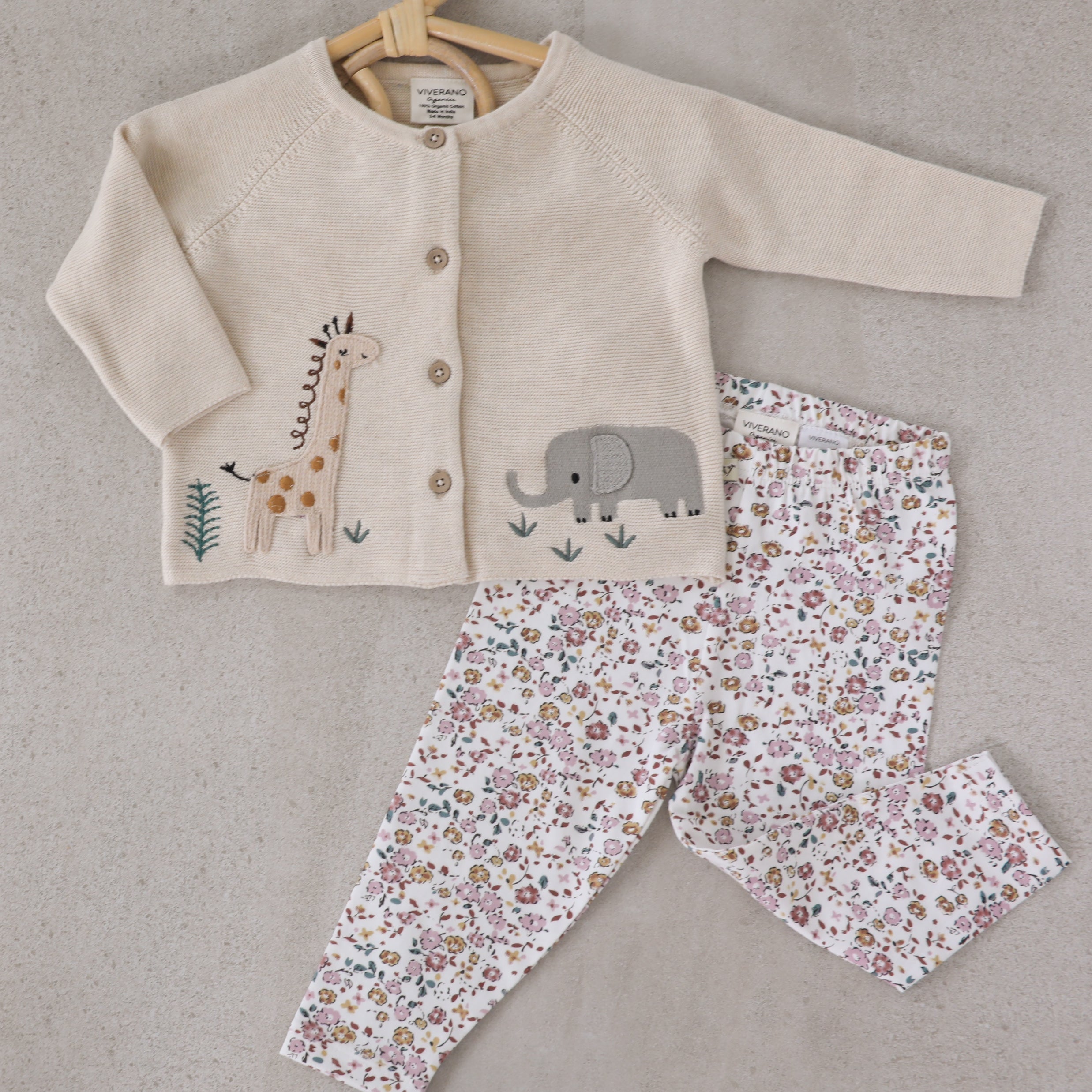 Animal Safari Embroidered Organic Baby Cardigan Sweater - 3 Colors