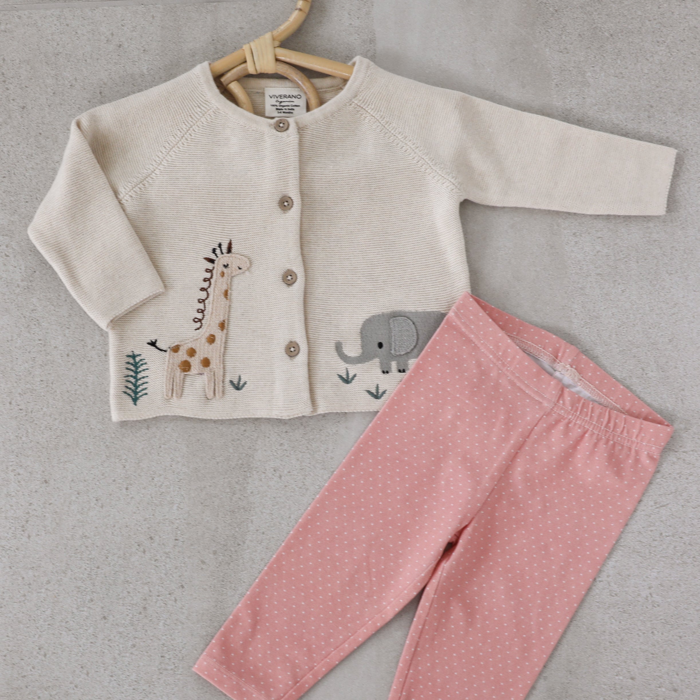 Animal Safari Embroidered Organic Baby Cardigan Sweater - 3 Colors