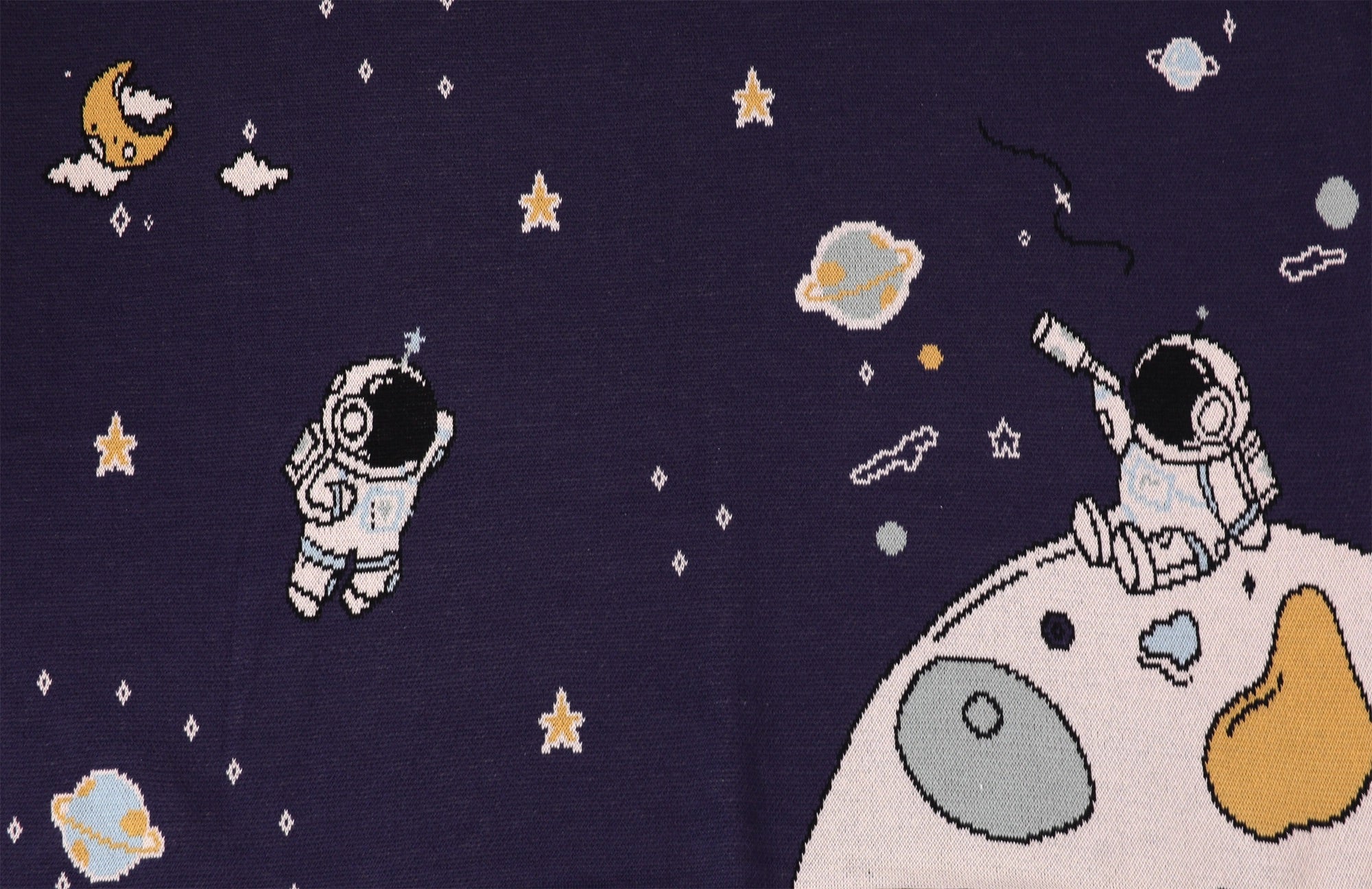 Astronaut - Jacquard Sweater Knit Baby Blankets (Organic Cotton)