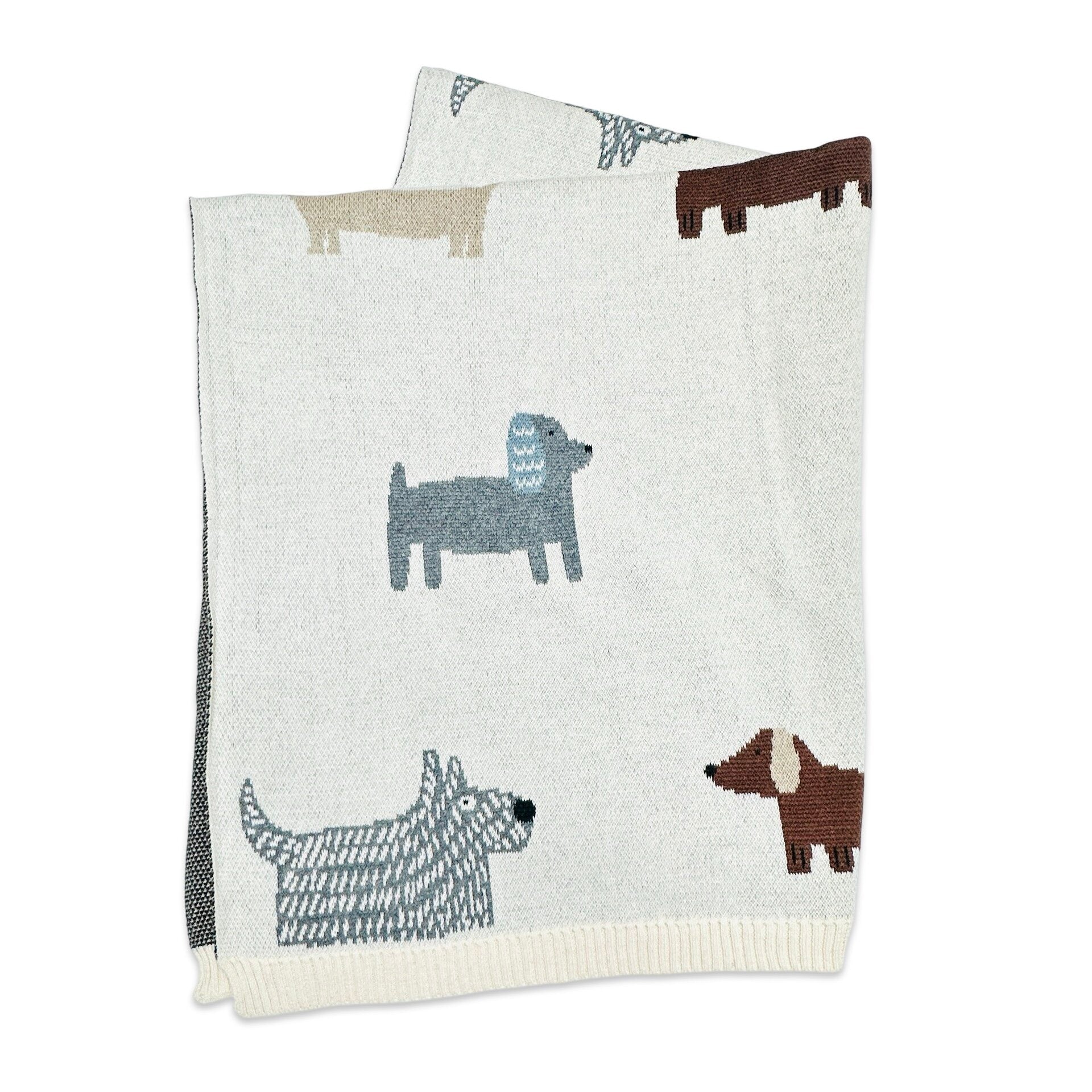 Buddy Dog - Organic Cotton Jacquard Sweater Knit Baby Blankets