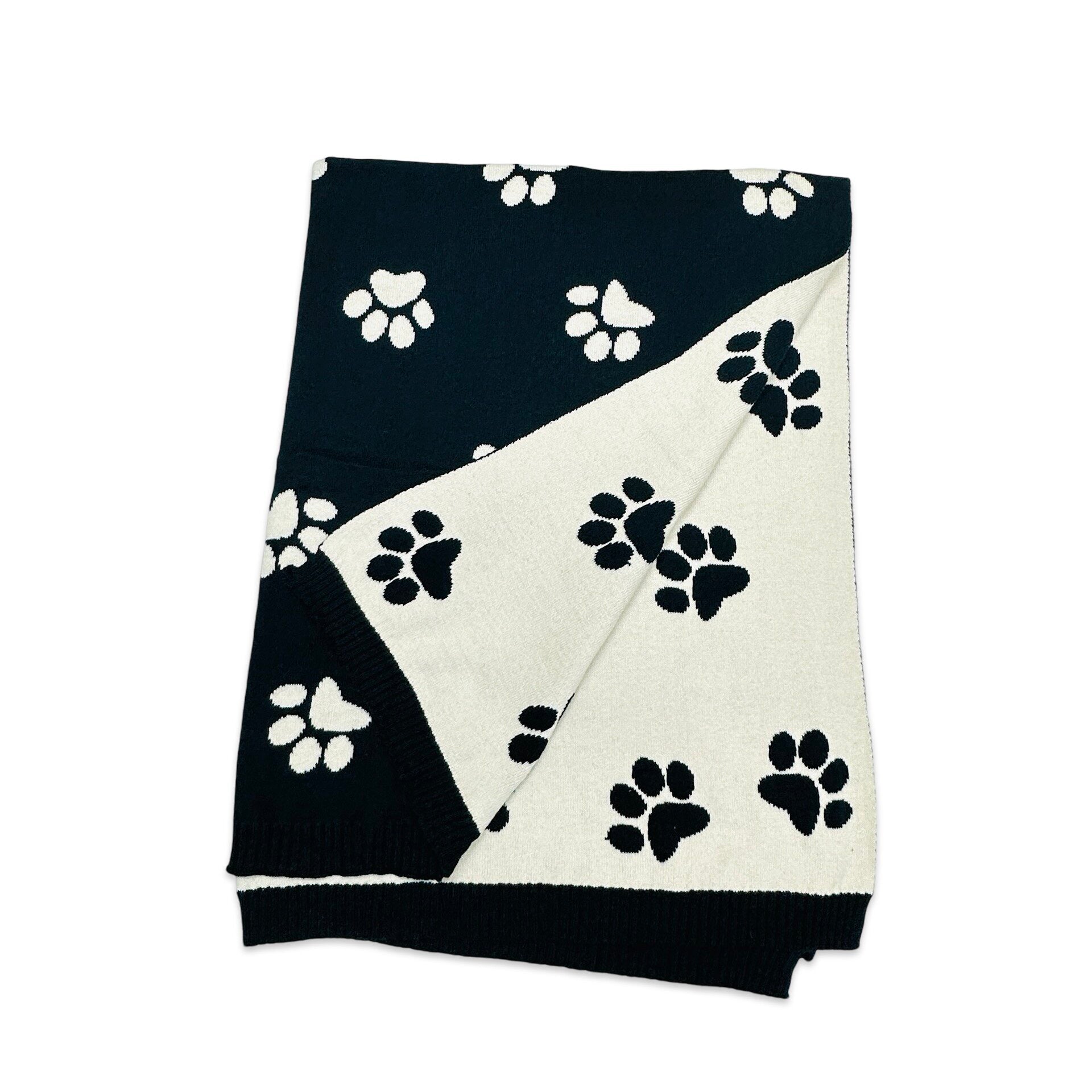 Dog Paw - Organic Cotton Jacquard Sweater Knit Baby Blankets