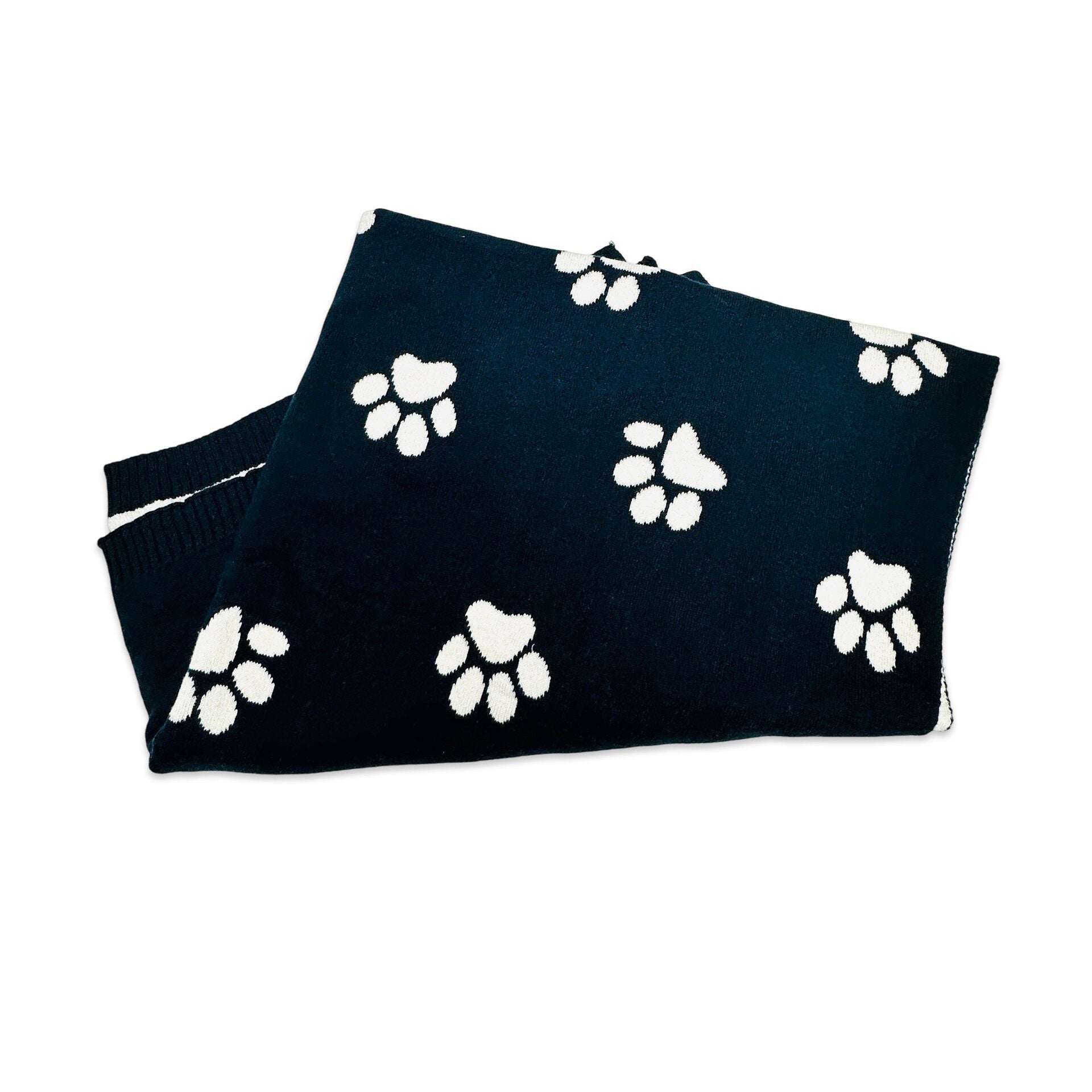 Dog Paw - Organic Cotton Jacquard Sweater Knit Baby Blankets