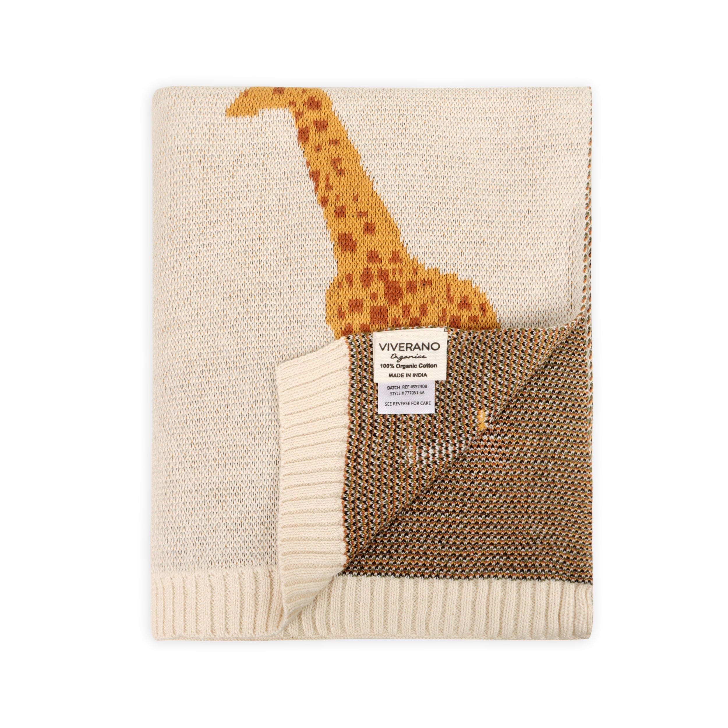 Savannah Safari Animals Organic Cotton Baby Blanket – 3D Jacquard Knit