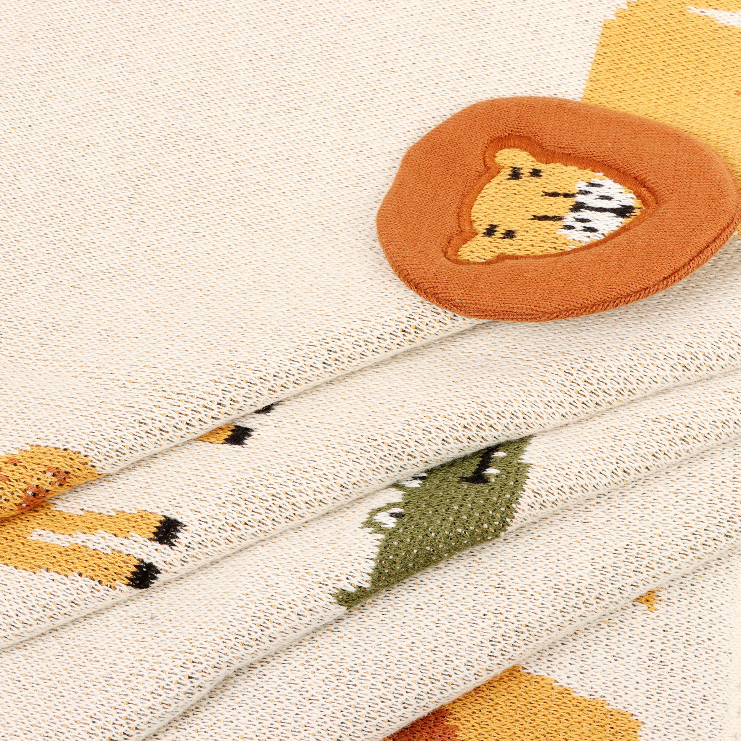 Savannah Safari Animals Organic Cotton Baby Blanket – 3D Jacquard Knit