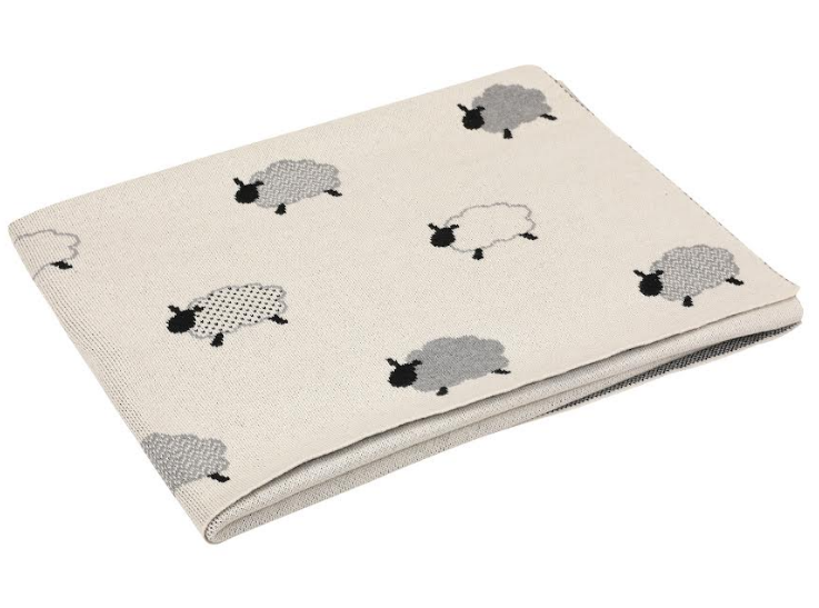 Sheep- Jacquard Sweater Knit Baby Blankets (Organic Cotton)
