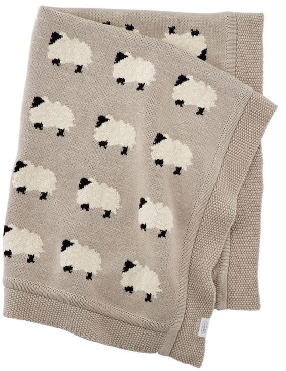 Furry sheep - Organic Cotton Jacquard Sweater Knit Baby Blanket