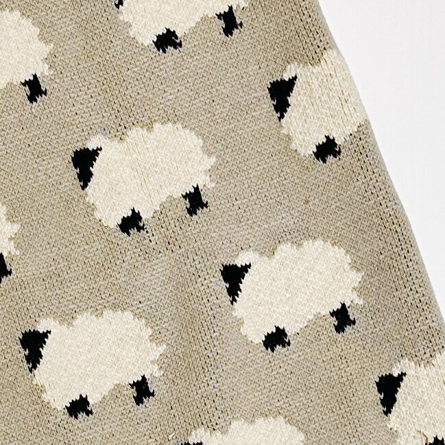 Furry sheep - Organic Cotton Jacquard Sweater Knit Baby Blanket