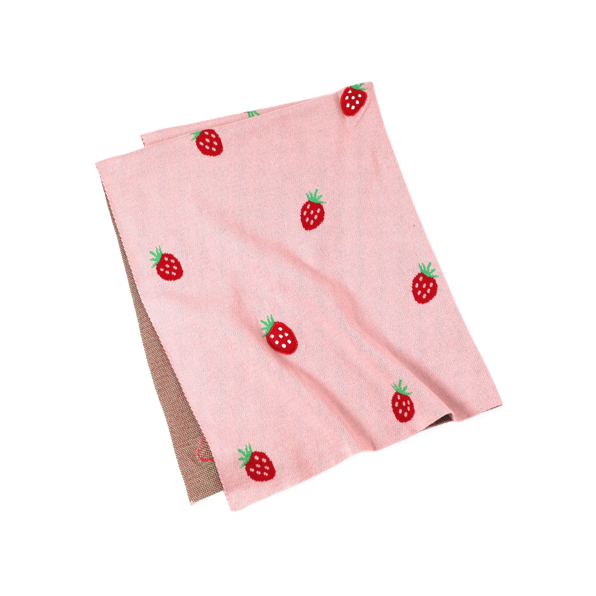 Strawberry - Organic Cotton Jacquard Sweater Knit Baby Blankets