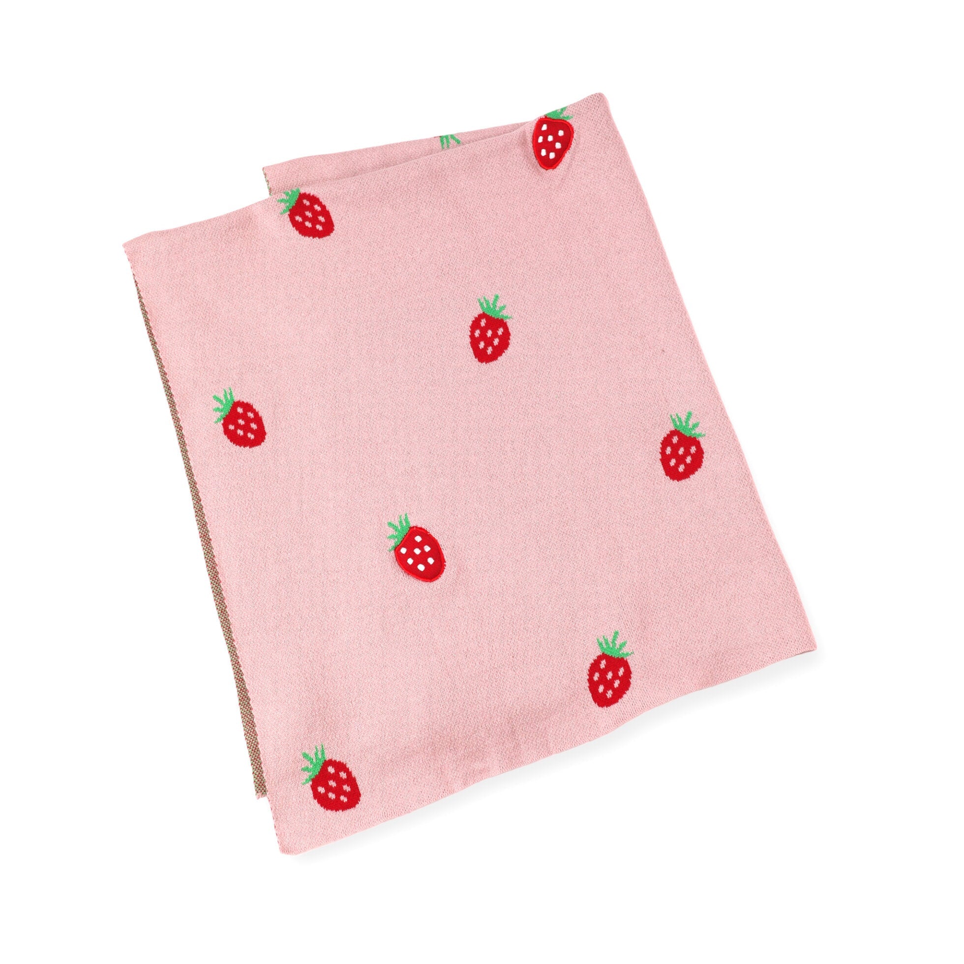 Strawberry - Organic Cotton Jacquard Sweater Knit Baby Blankets