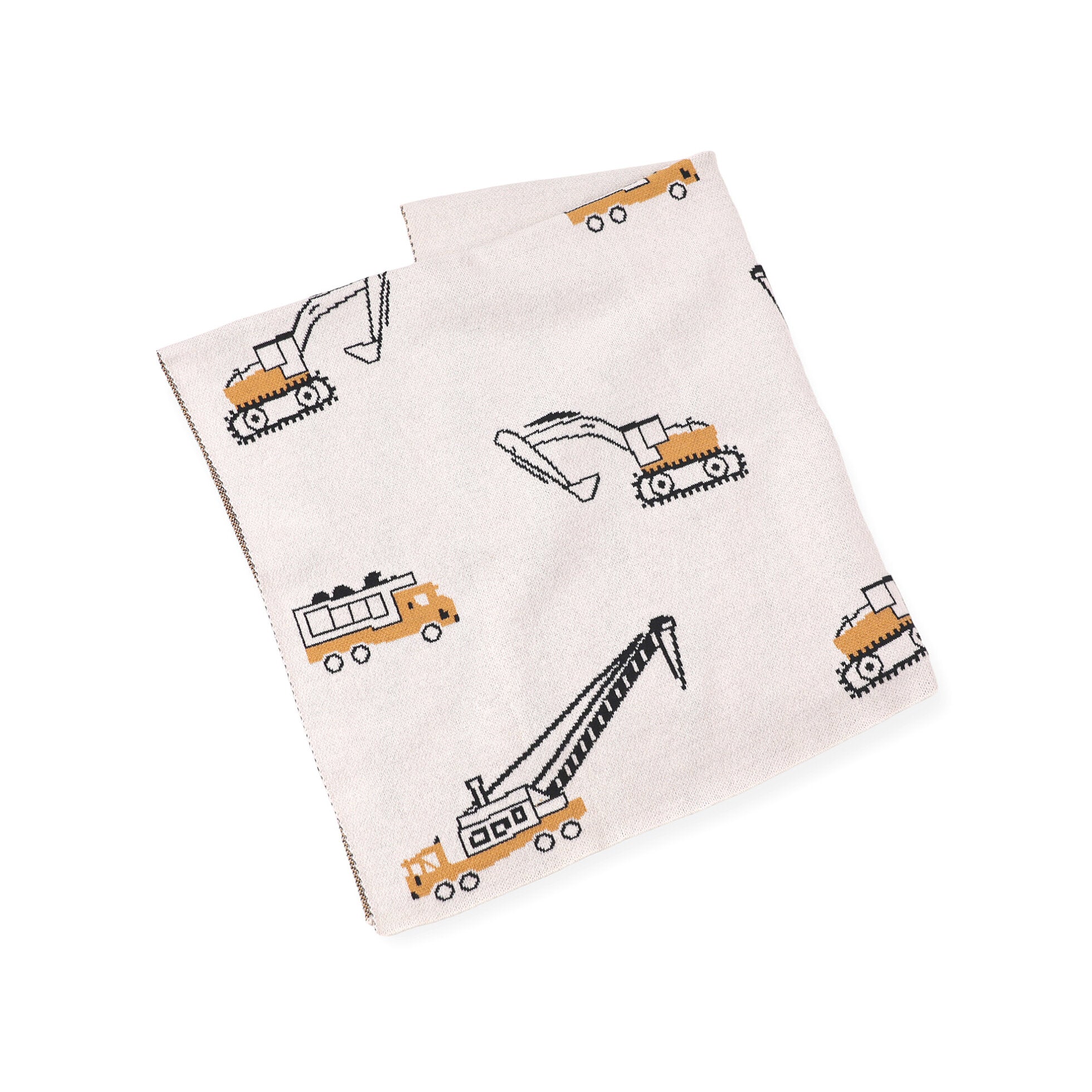 Construction Trucks Jacquard Sweater Knit Baby Blankets (Organic Cotton)