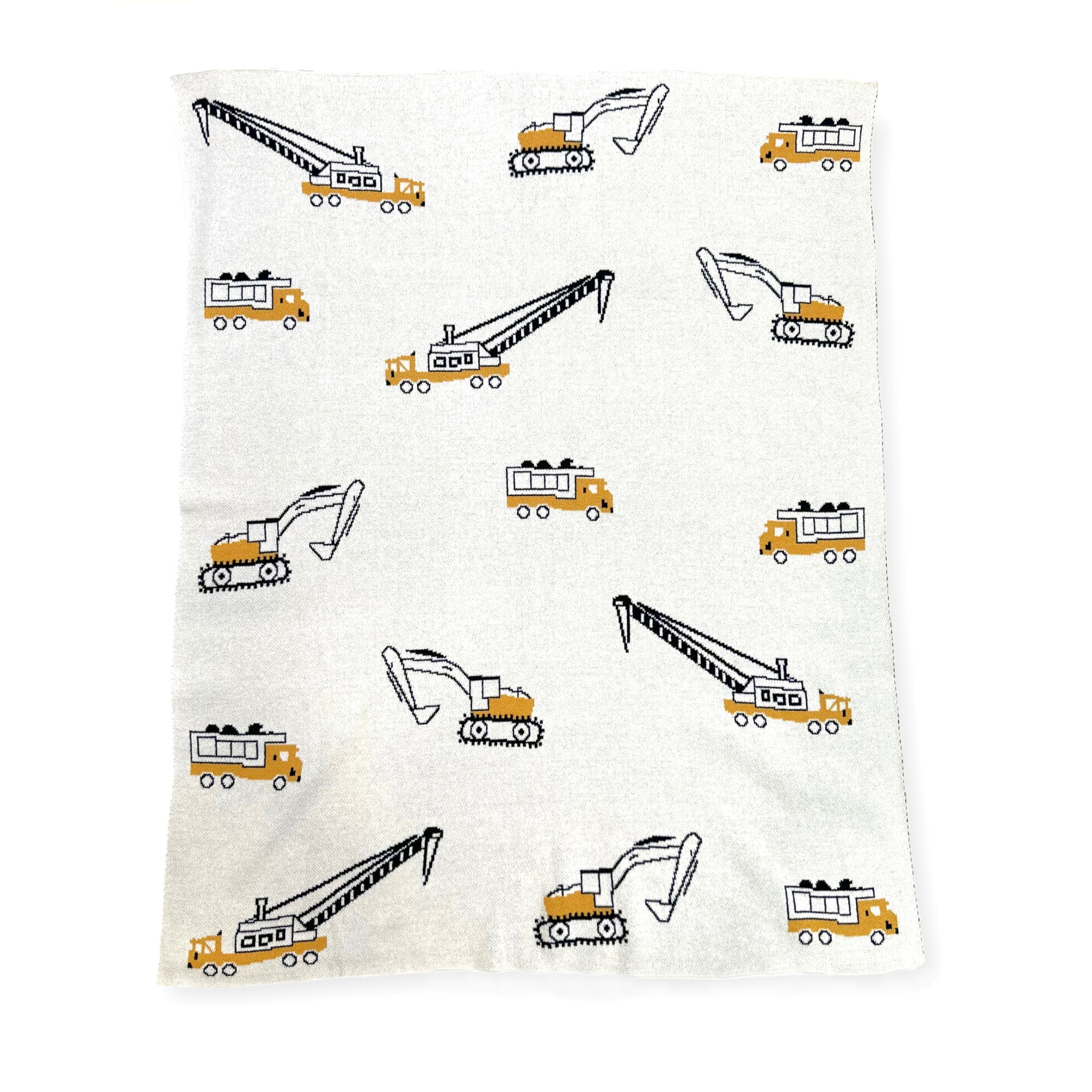 Construction Trucks Jacquard Sweater Knit Baby Blankets (Organic Cotton)