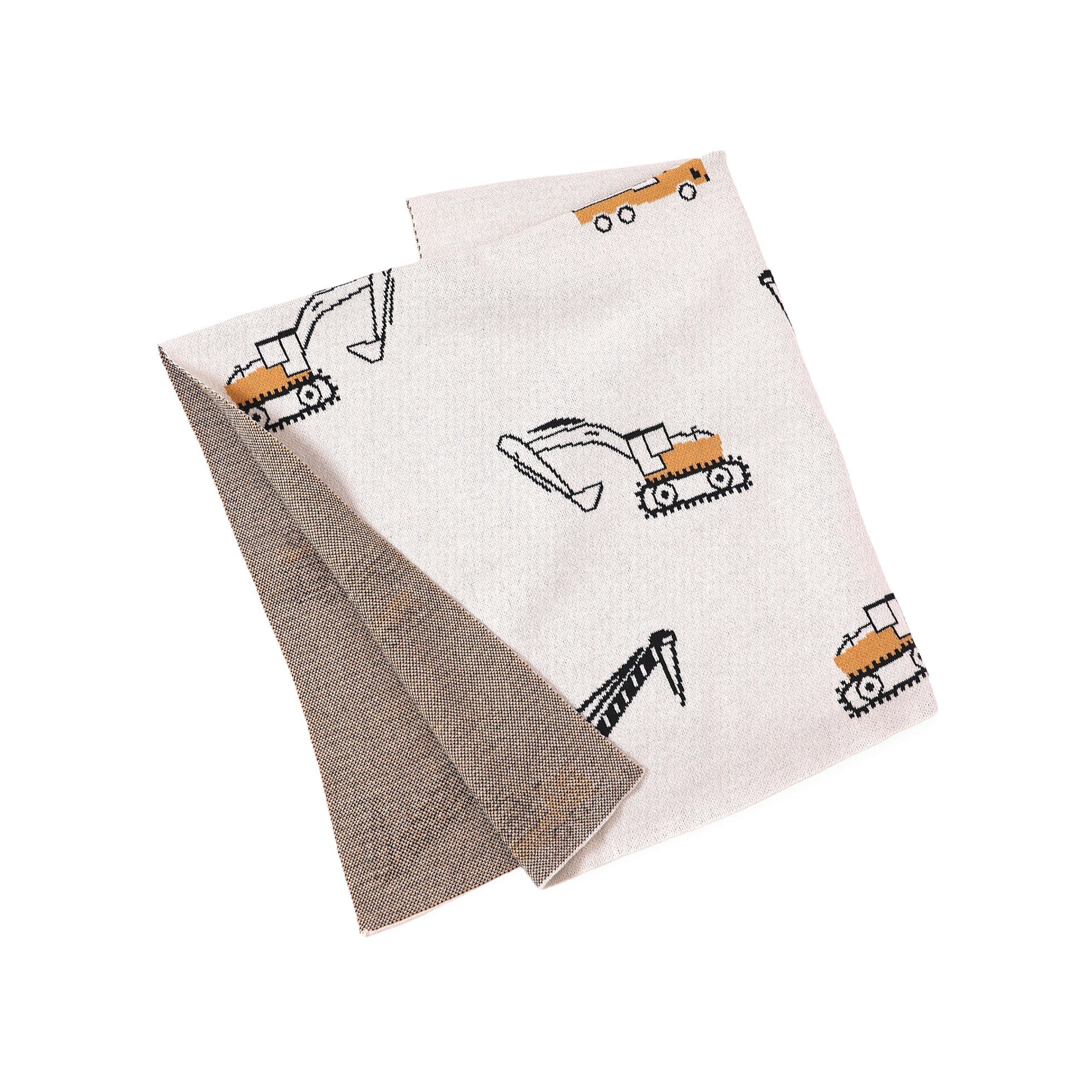 Construction Trucks Jacquard Sweater Knit Baby Blankets (Organic Cotton)