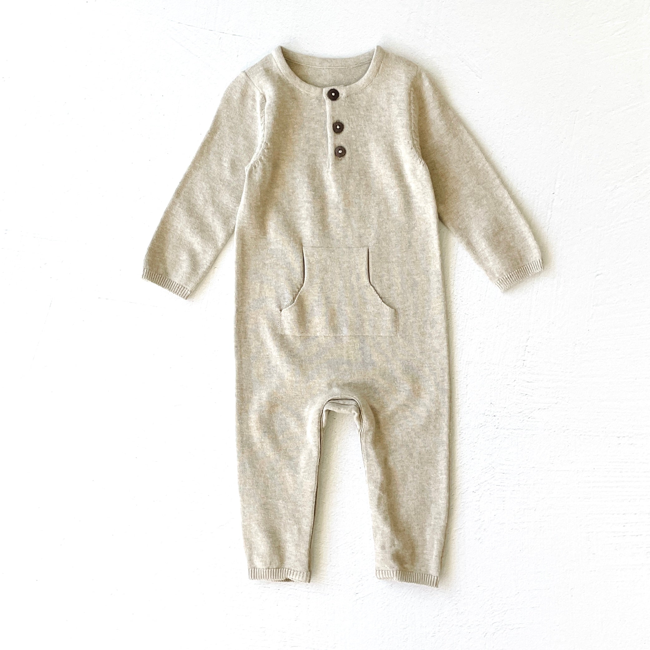 Milan Earthy Knit Kangaroo Pocket Jumpsuit (Organic Cotton) - 2 Colors
