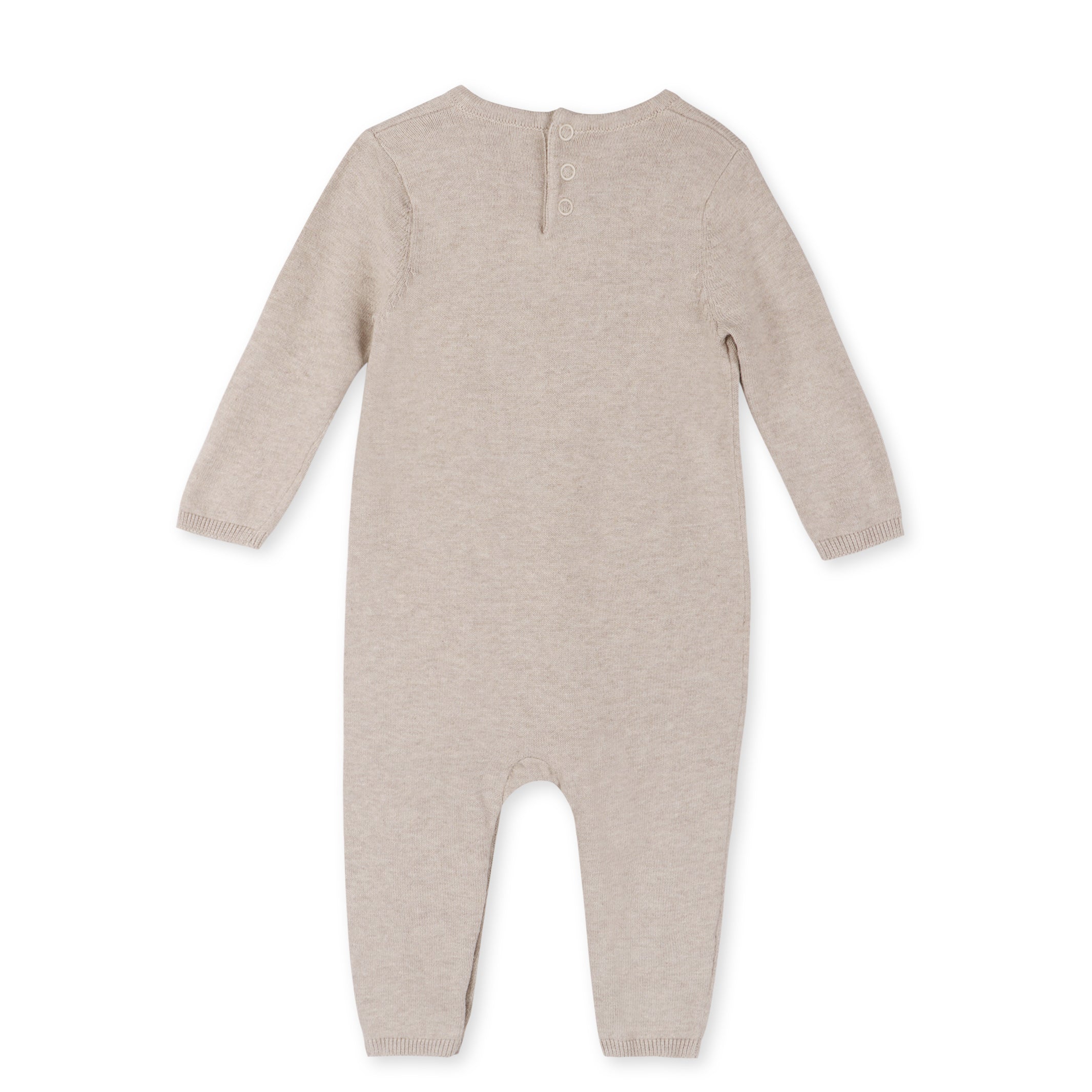 Milan Earthy Sweater Knit Ruffle Baby Jumpsuit (Organic Cotton) - Oatmeal