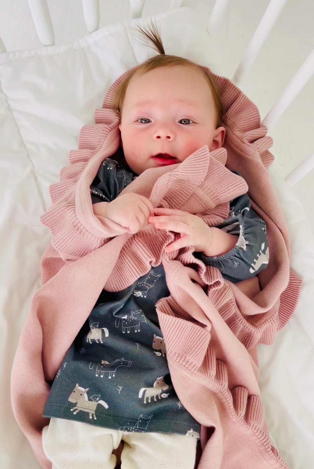 Milan Earthy Knit Classic Baby Ruffle Blanket (Organic Cotton)