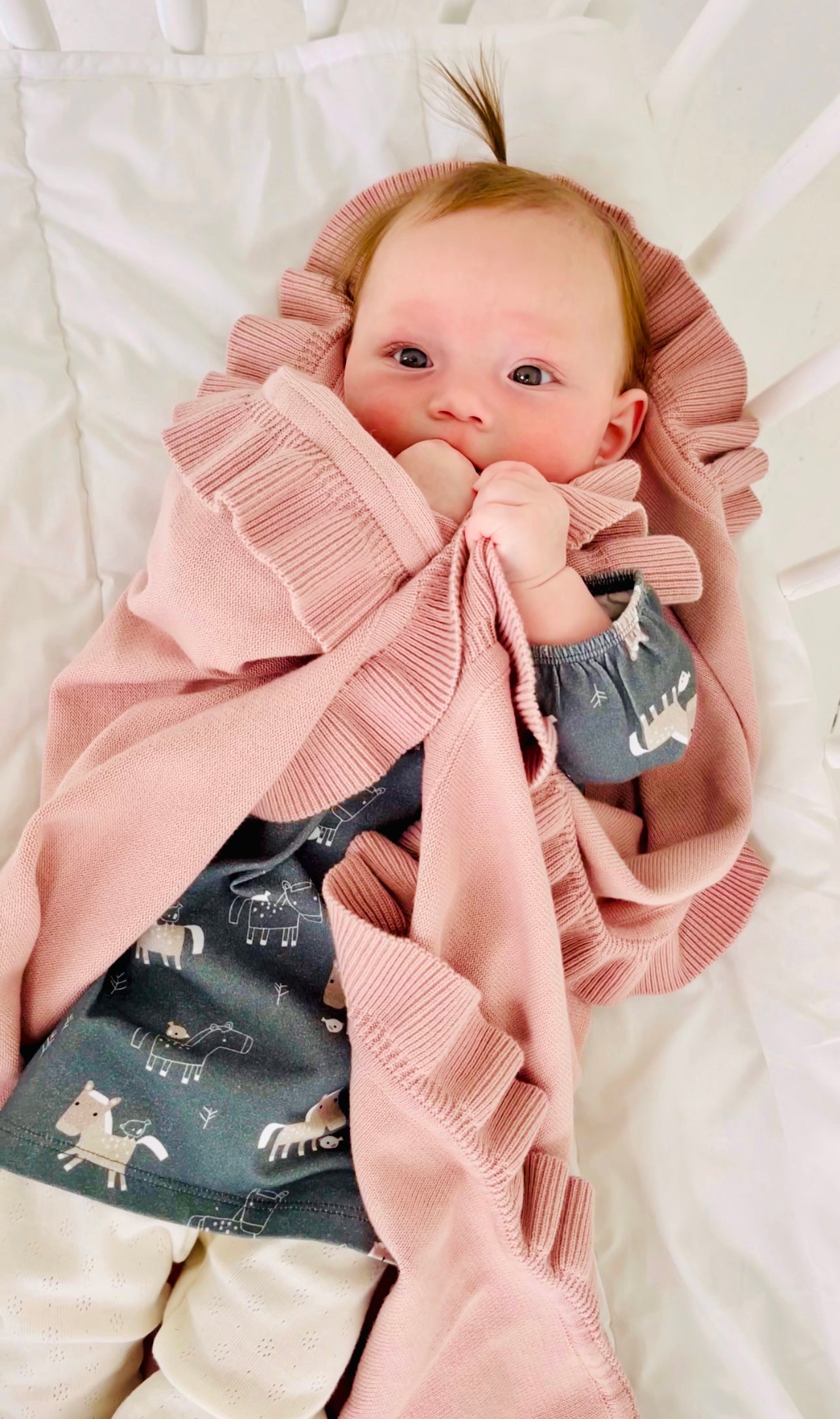 Milan Earthy Knit Classic Baby Ruffle Blanket (Organic Cotton)